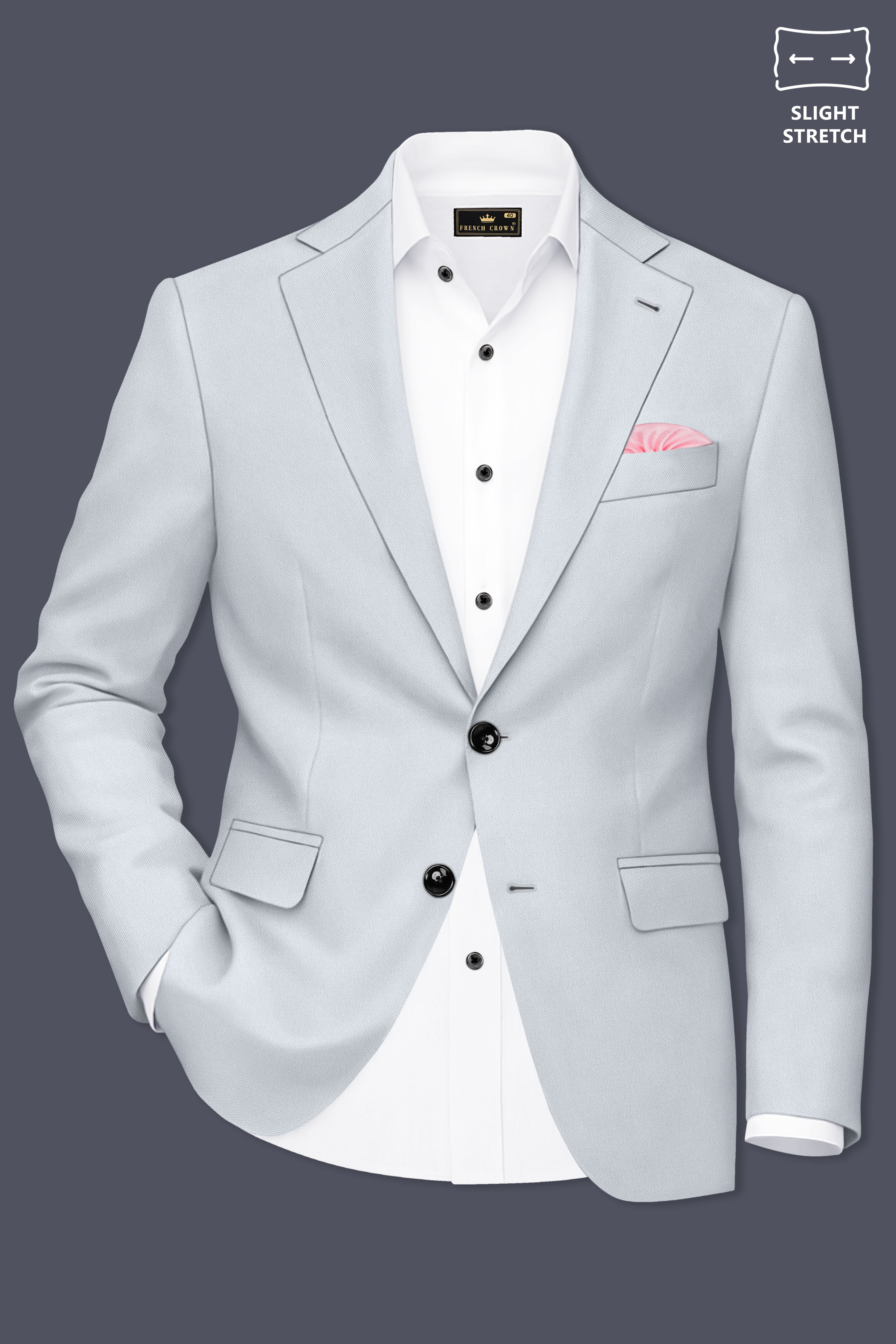 Slate-Mystic Gray Wool Rich Slight Stretch Single Breasted Blazer