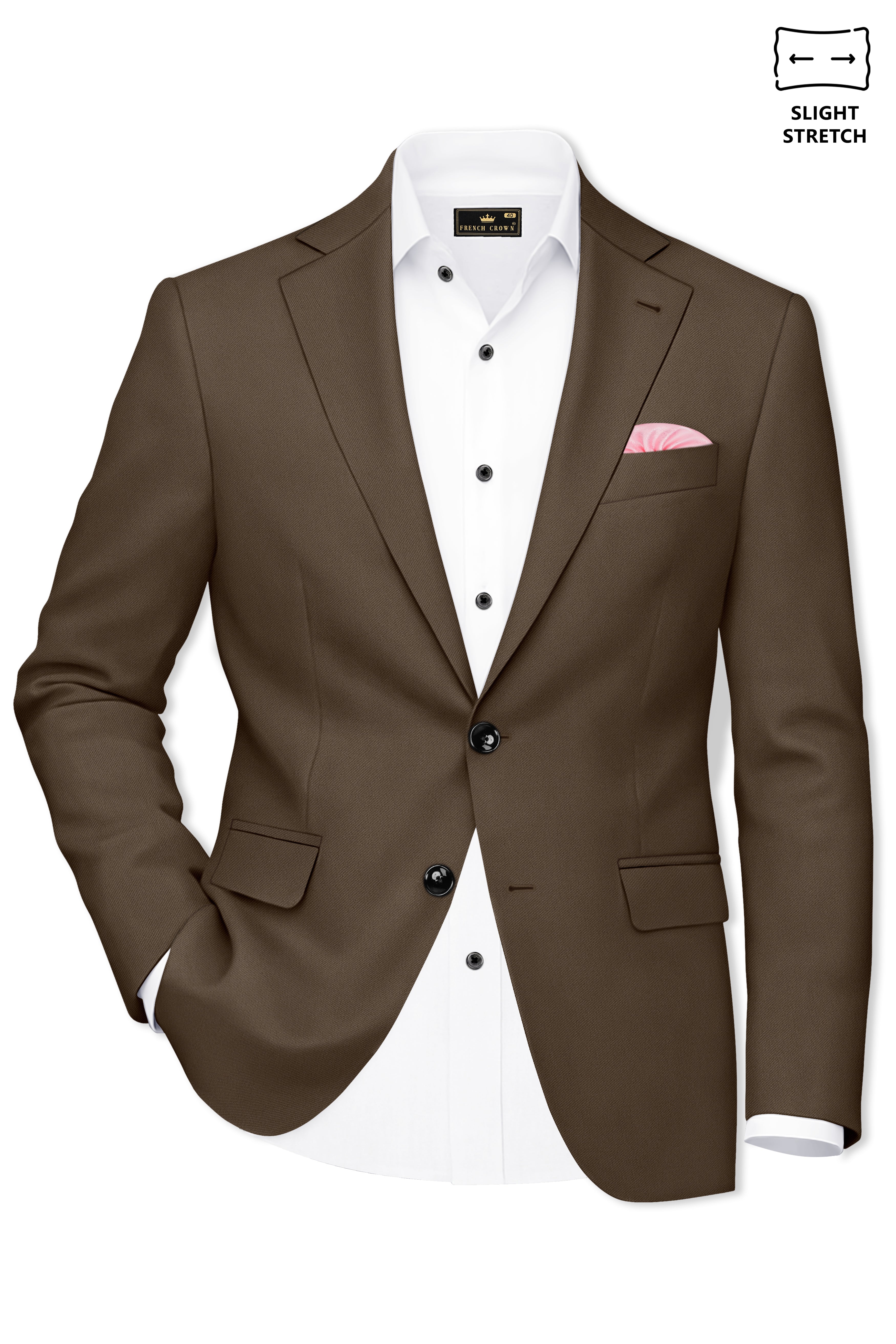 Prestige-Lisbon Brown Wool Rich Slight Stretch Single Breasted Blazer