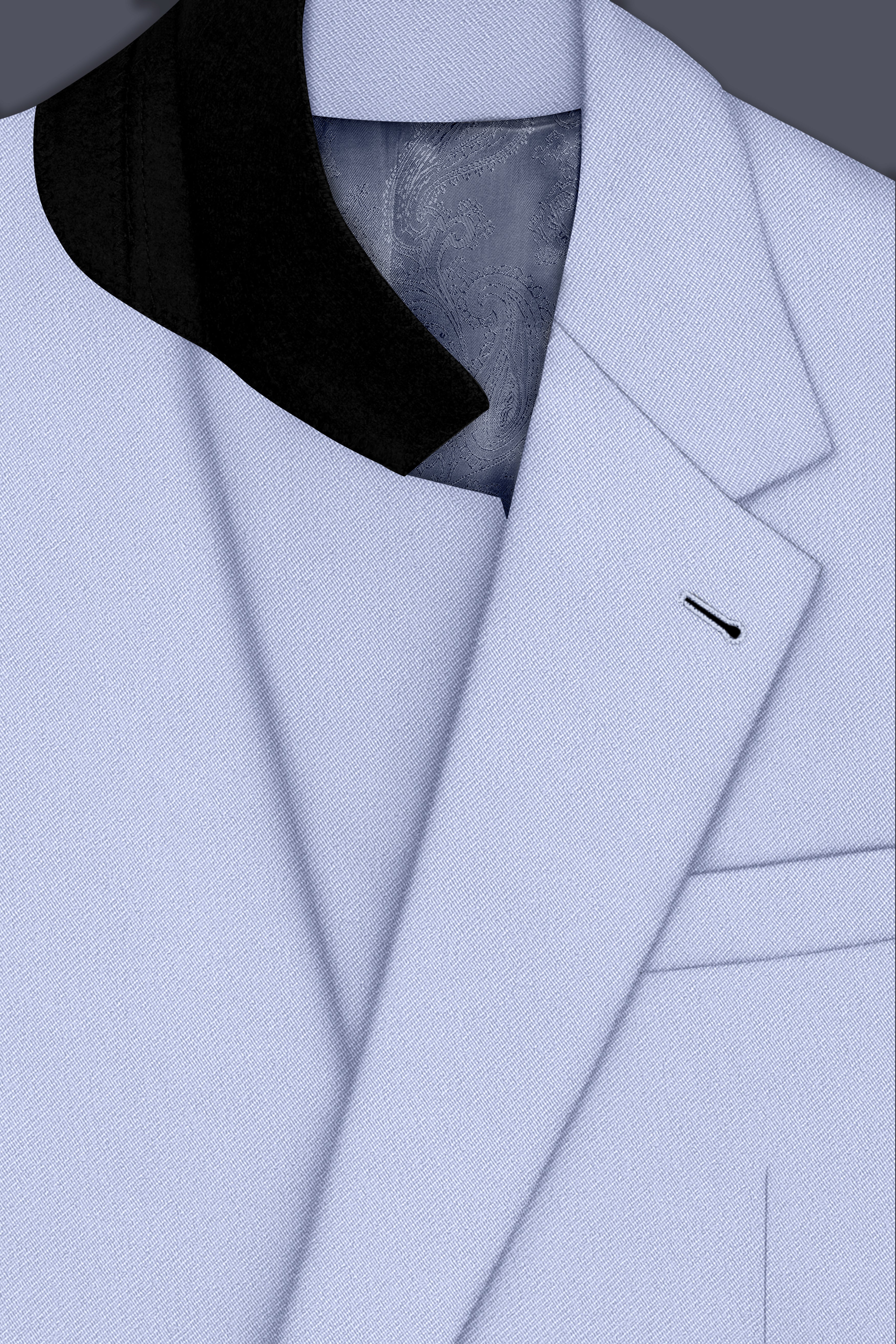 Azure-Periwinkle Blue Wool Rich Slight Stretch Single Breasted Blazer