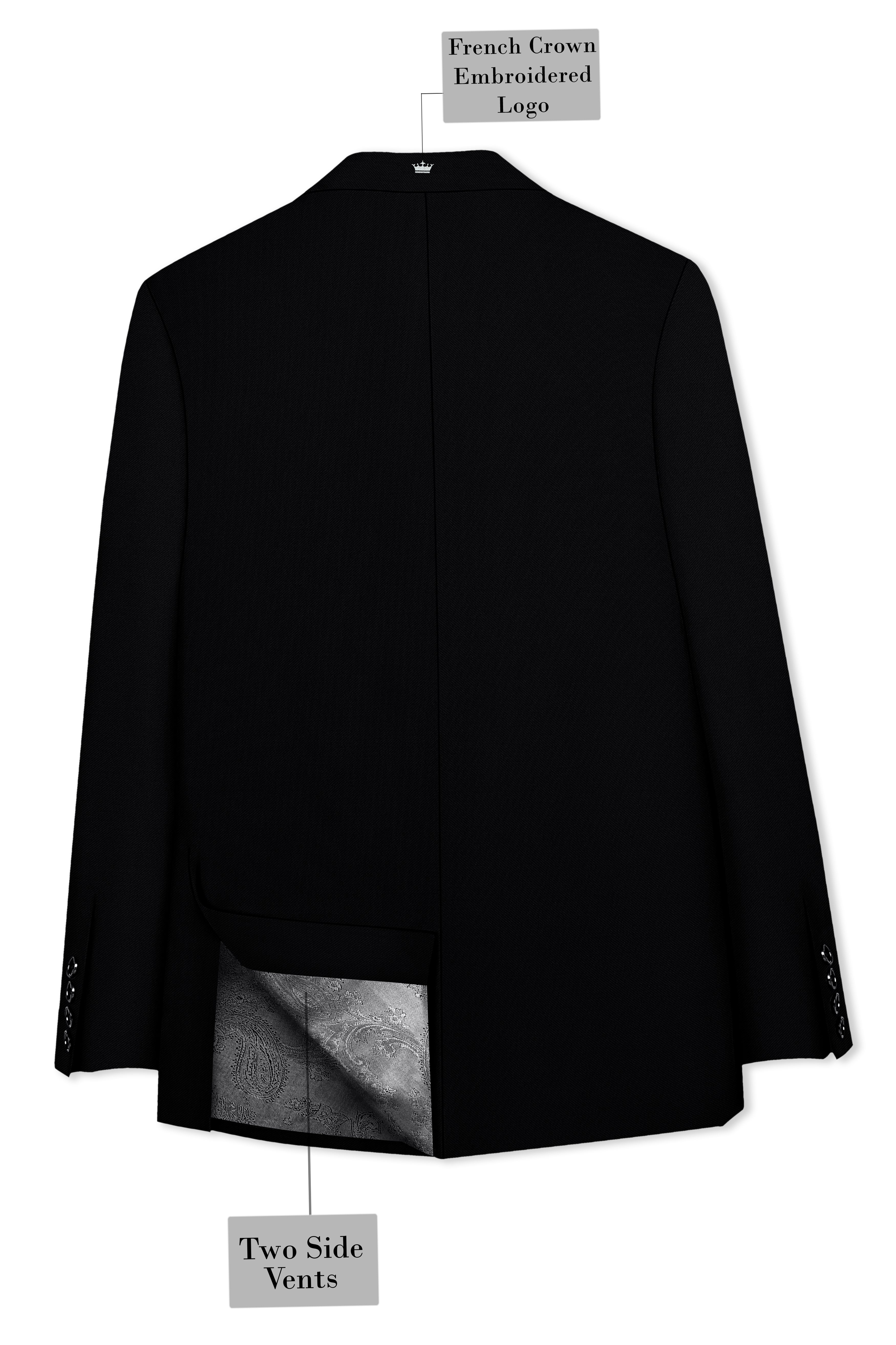 Noir-Jade Black Wool Rich Slight Stretch Single Breasted Blazer
