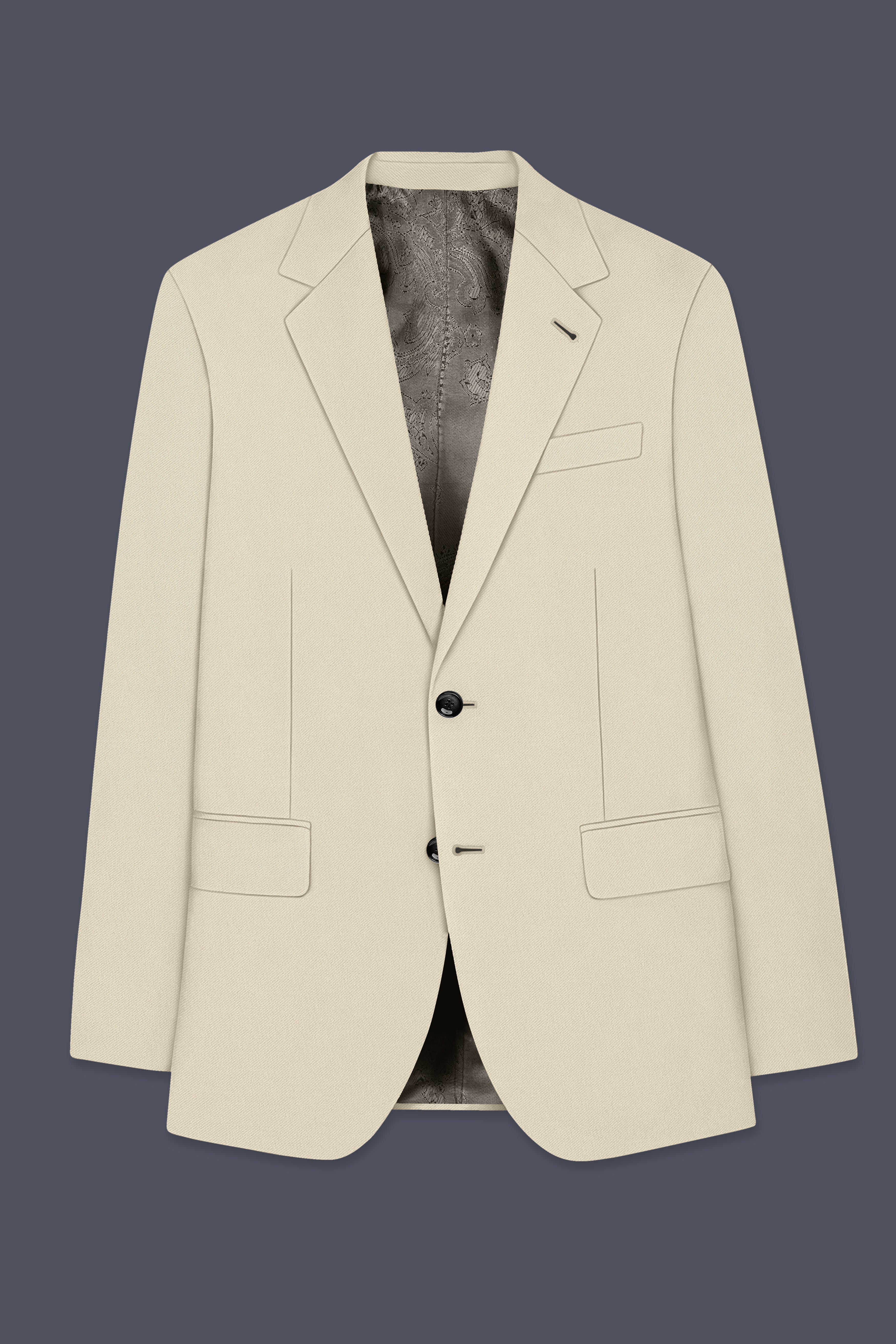 Ivora-Almond Cream Wool Rich Slight Stretch Single Breasted Blazer