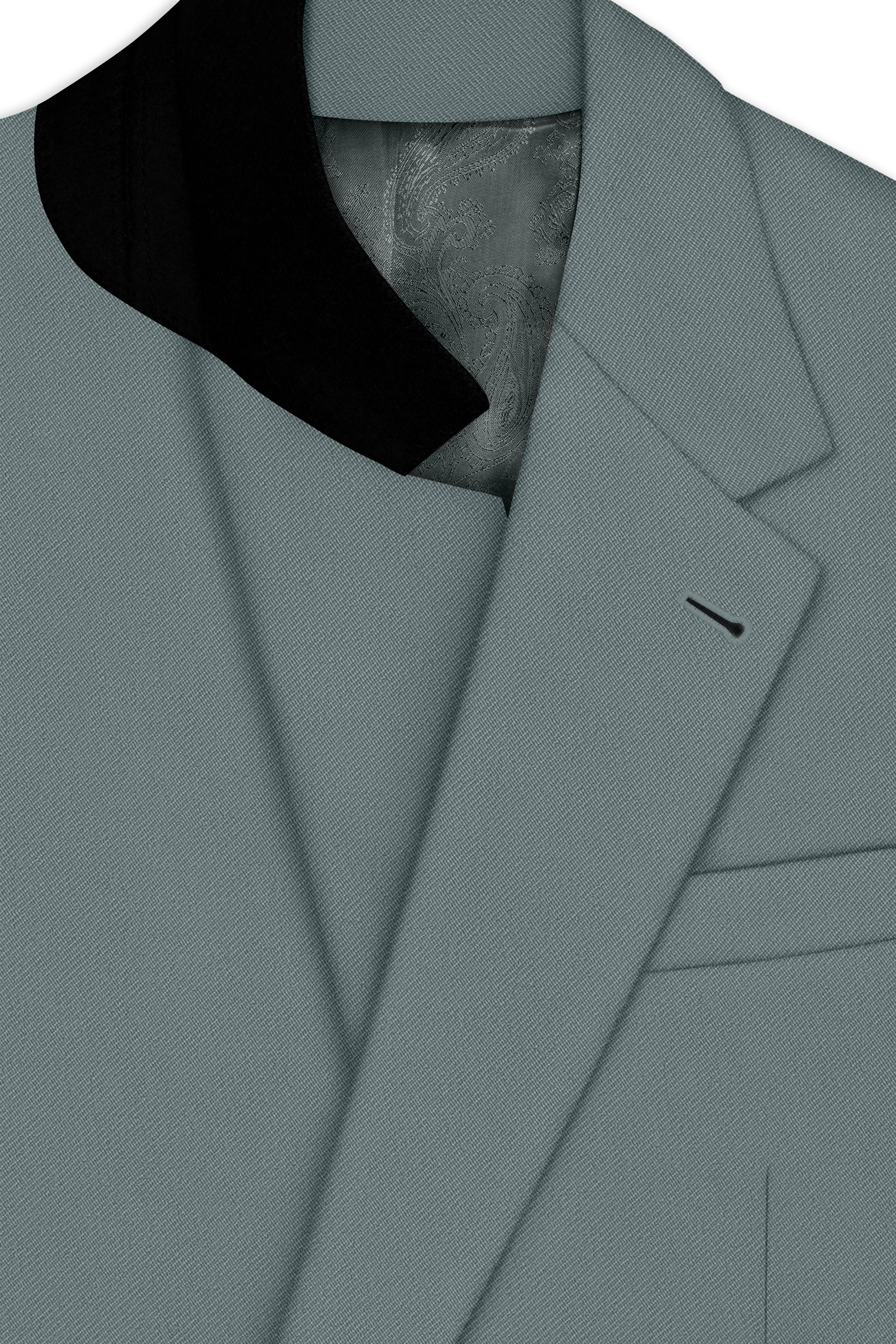 Verdant-Raven Green Wool Rich Slight Stretch Single Breasted Blazer