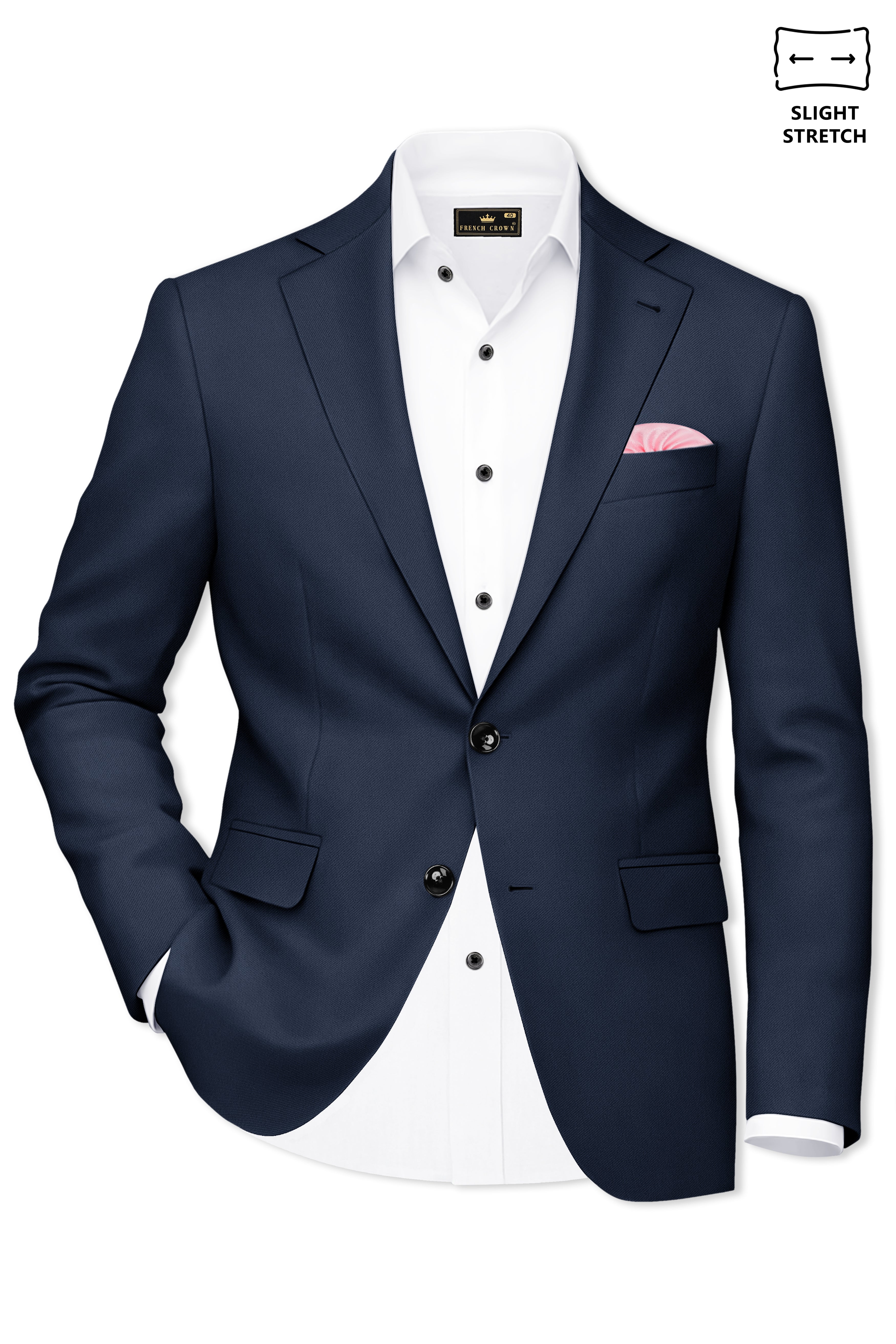 Nautis-Baltic Blue Wool Rich Slight Stretch Single Breasted Blazer