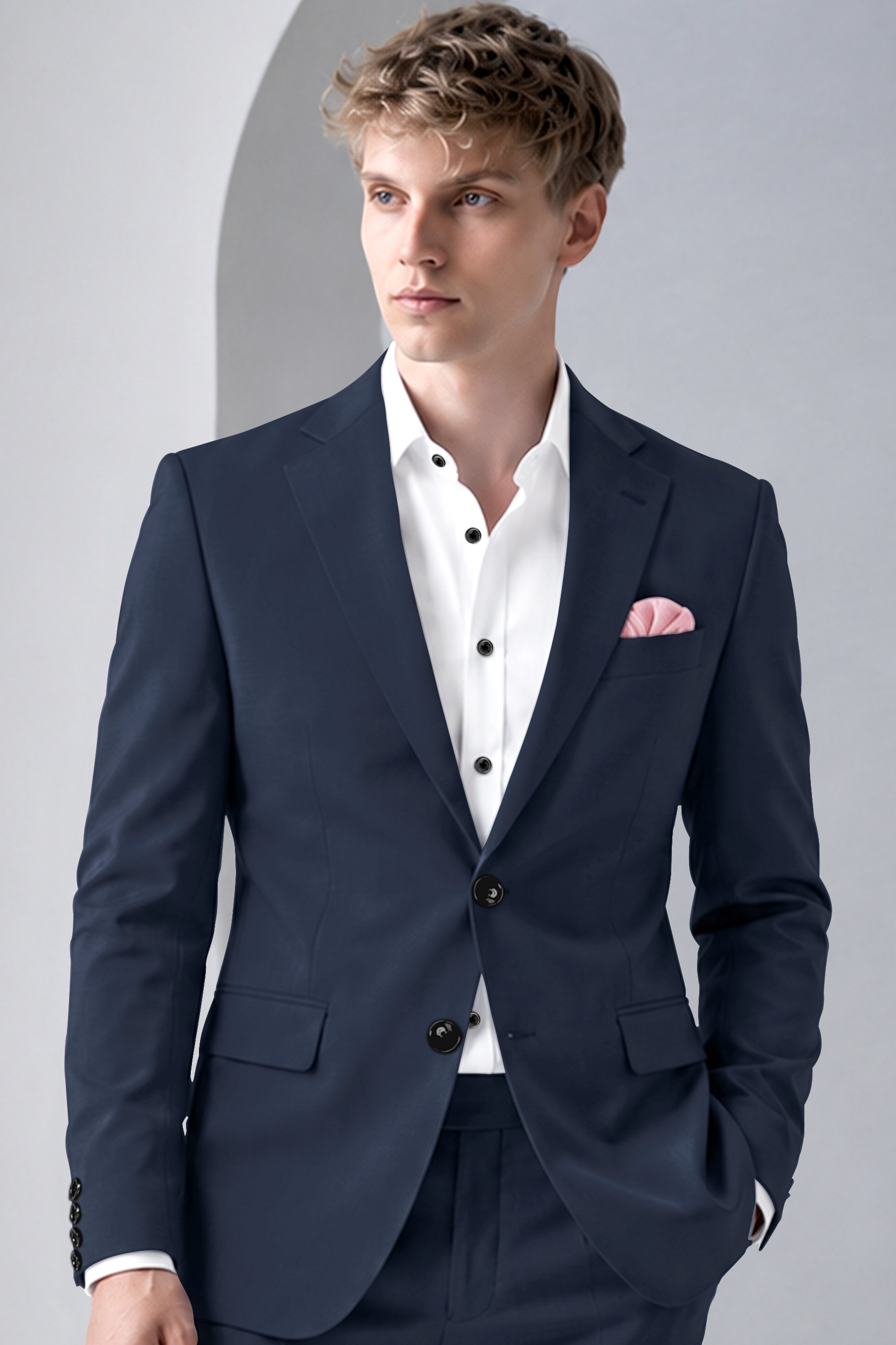 Nautis-Baltic Blue Wool Rich Slight Stretch Single Breasted Blazer