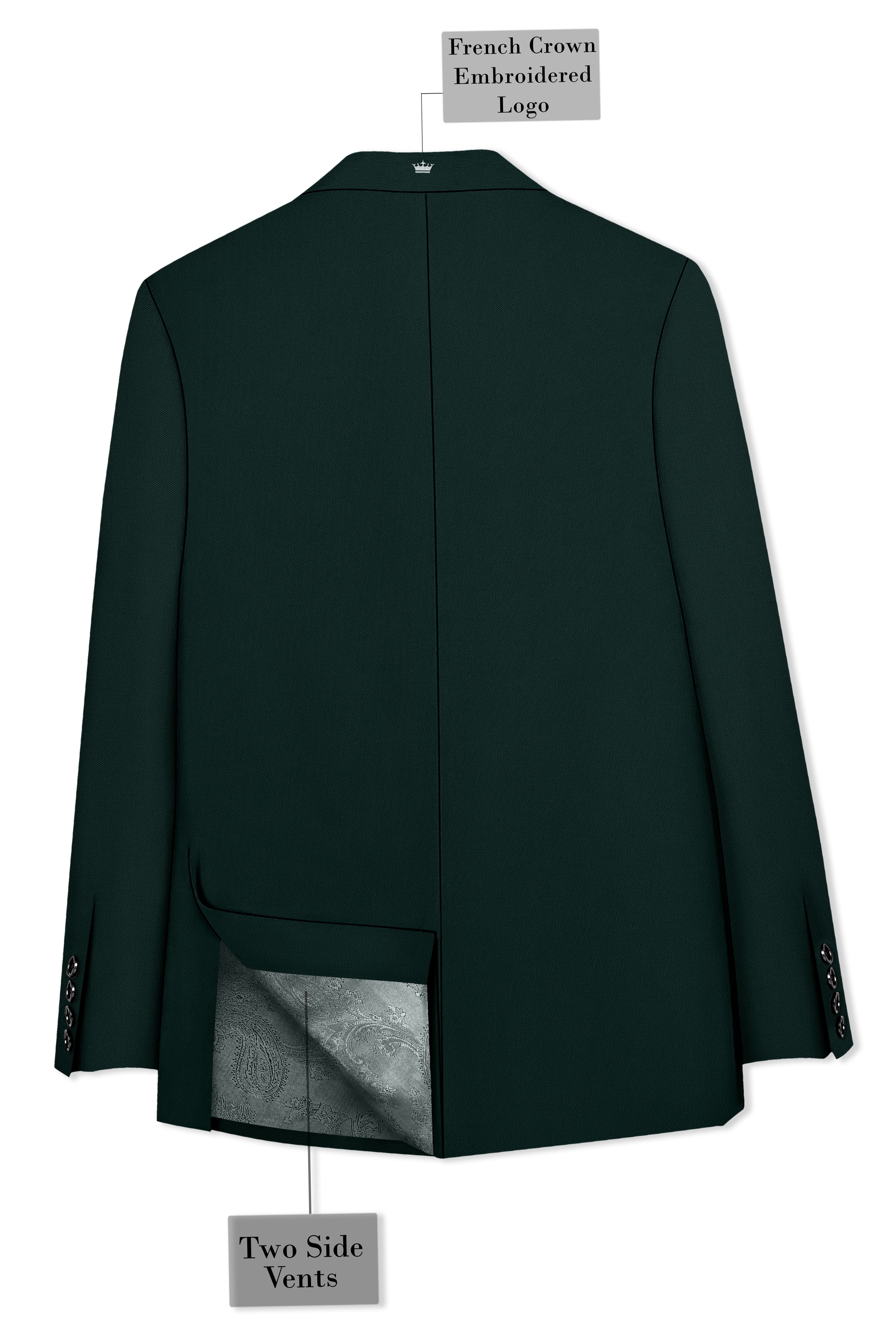 Lustre-Emerald Green Wool Rich Slight Stretch Single Breasted Blazer