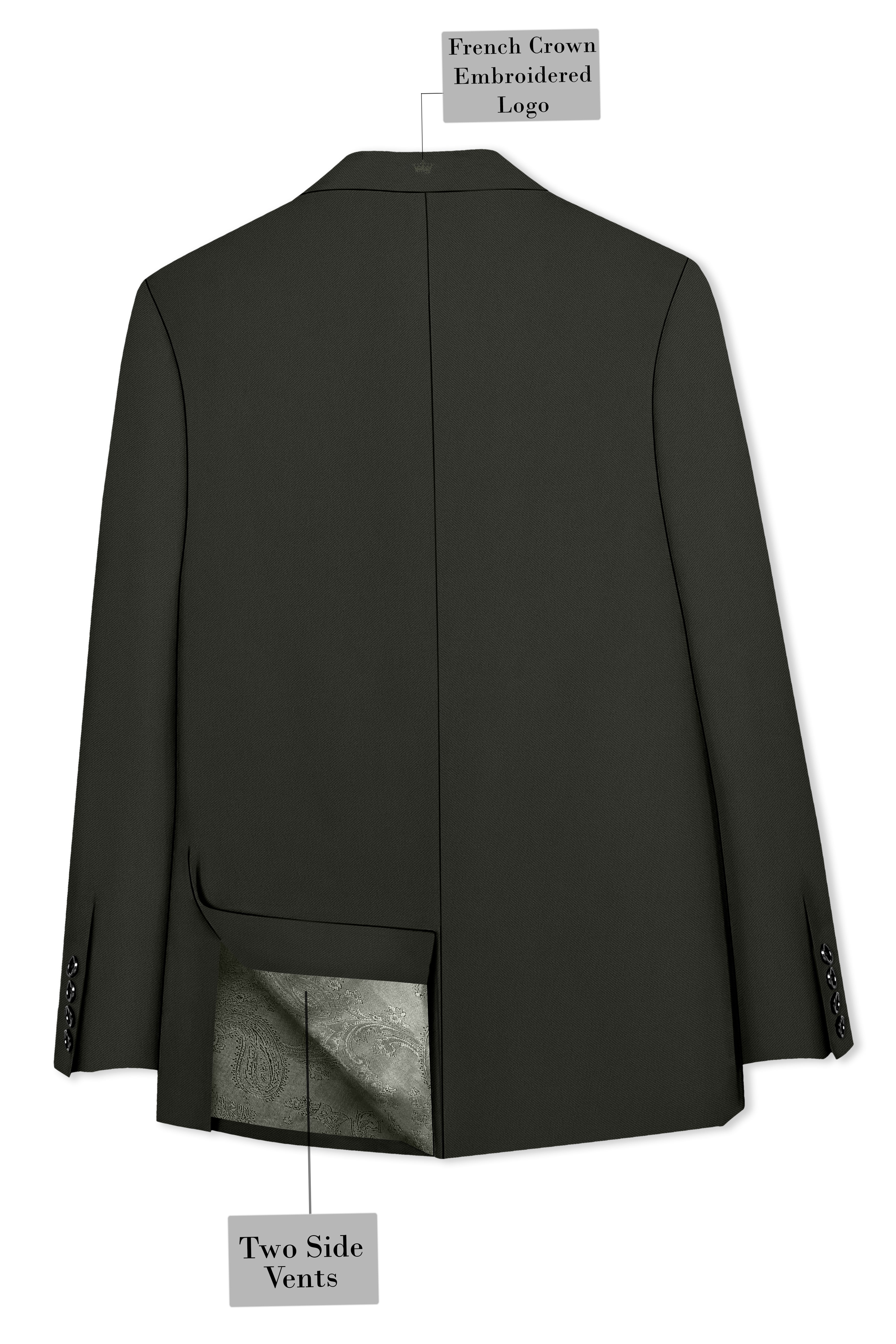 Apex-Piano Green Wool Rich Slight Stretch Single Breasted Blazer