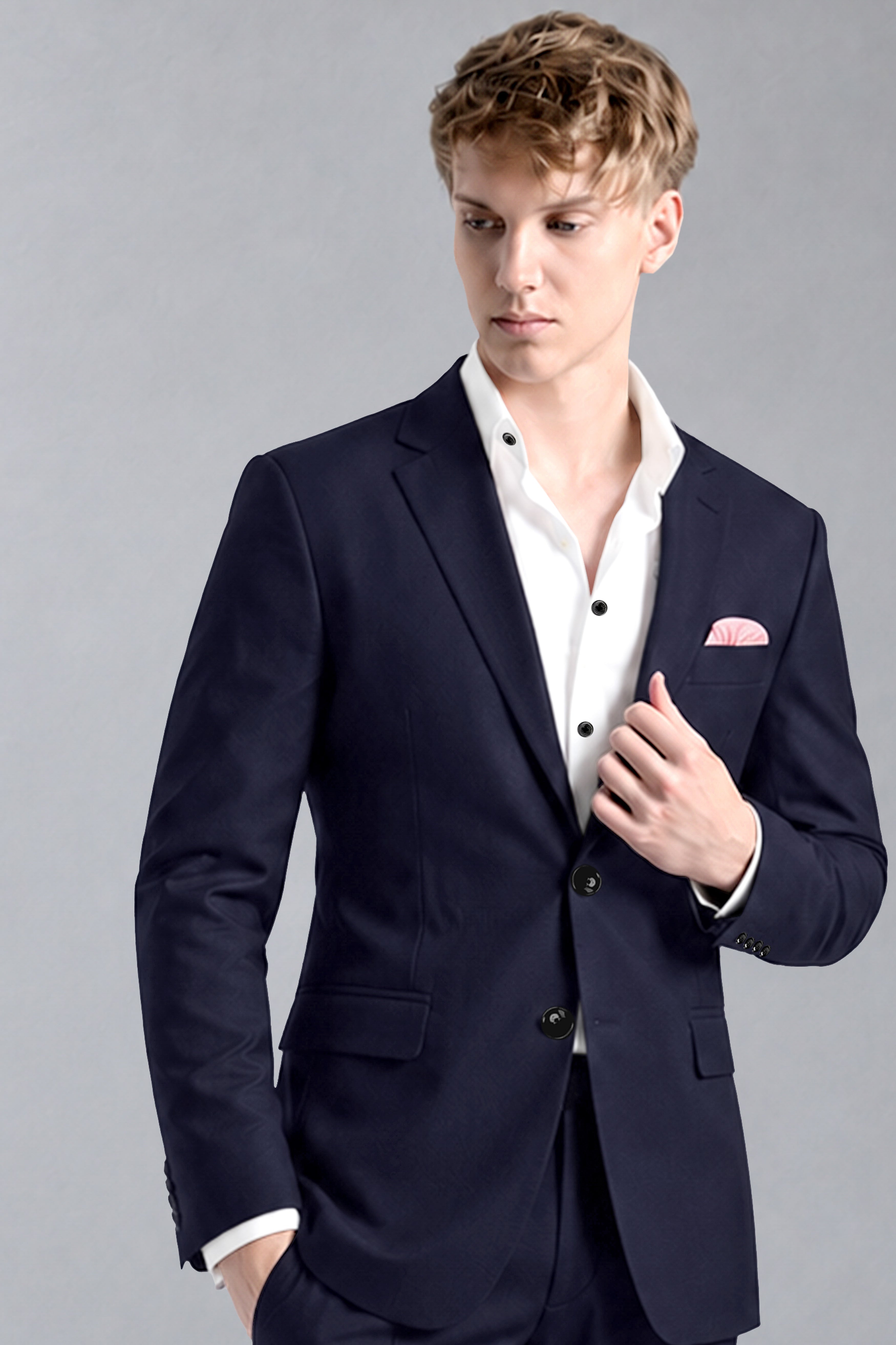 Azure-Baltic Sea Blue Wool Rich Slight Stretch Single Breasted Blazer