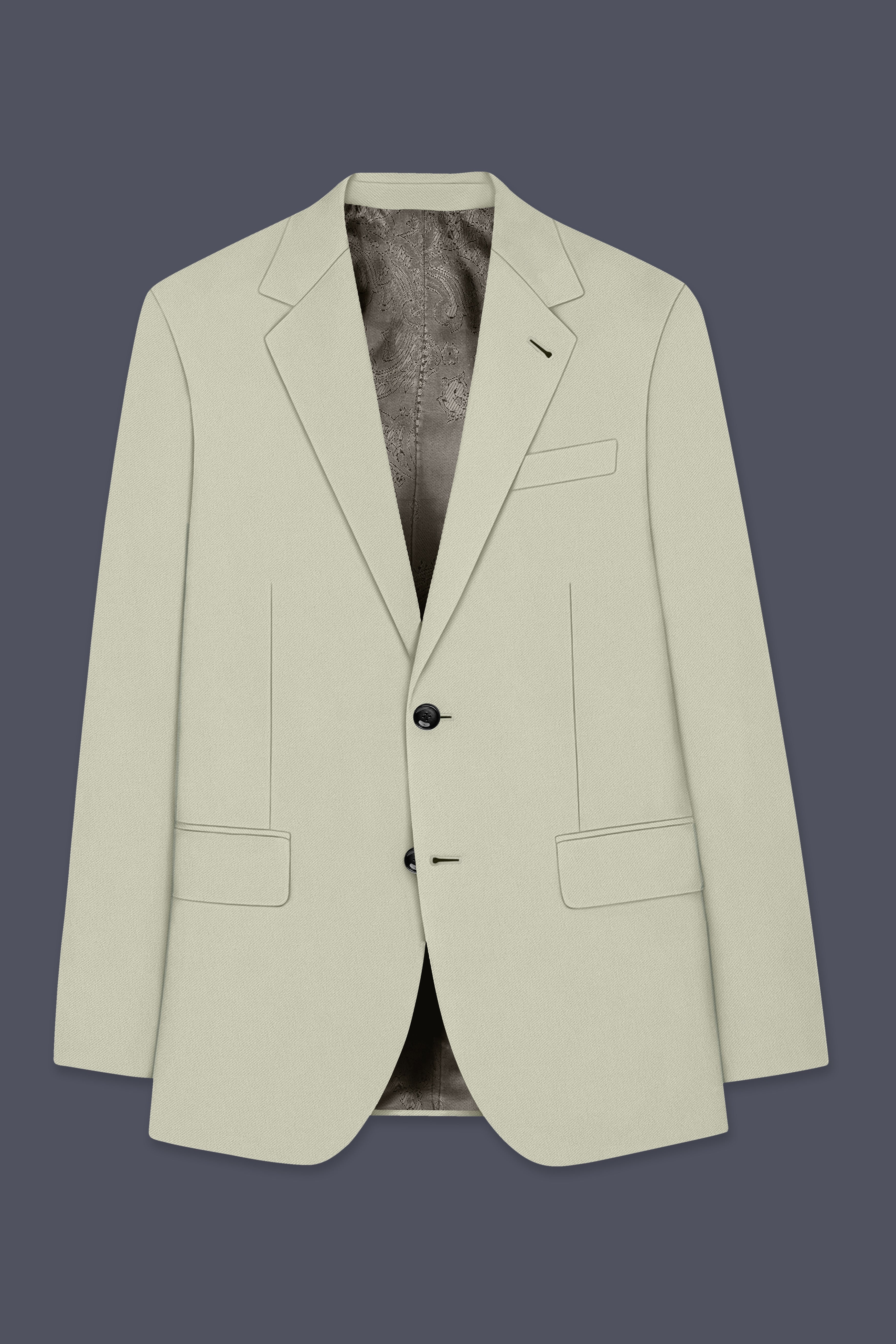 Verde-Tana Green Wool Rich Slight Stretch Single Breasted Blazer