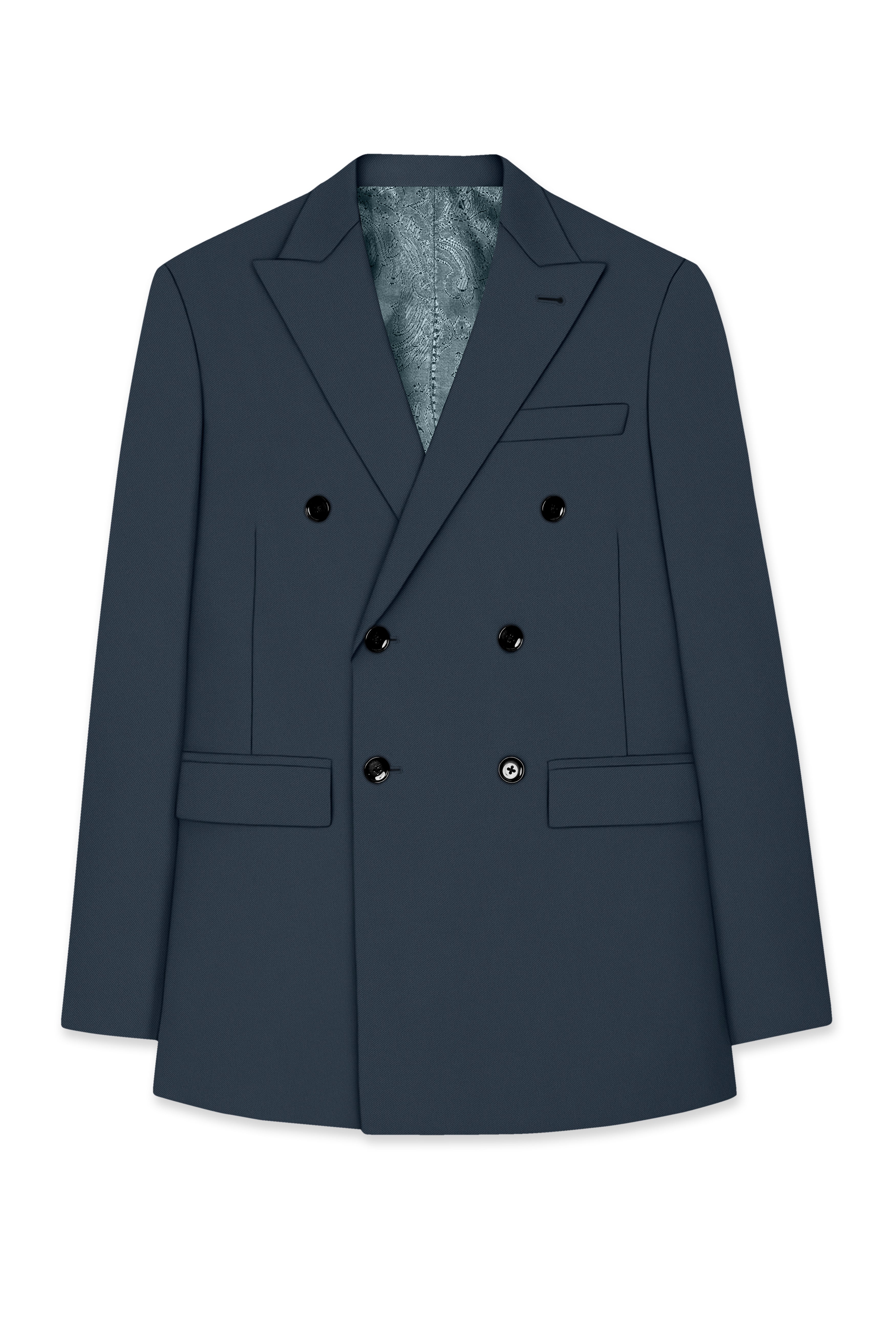 Titan-Shark Gray Wool Rich Slight Stretch Double Breasted Blazer
