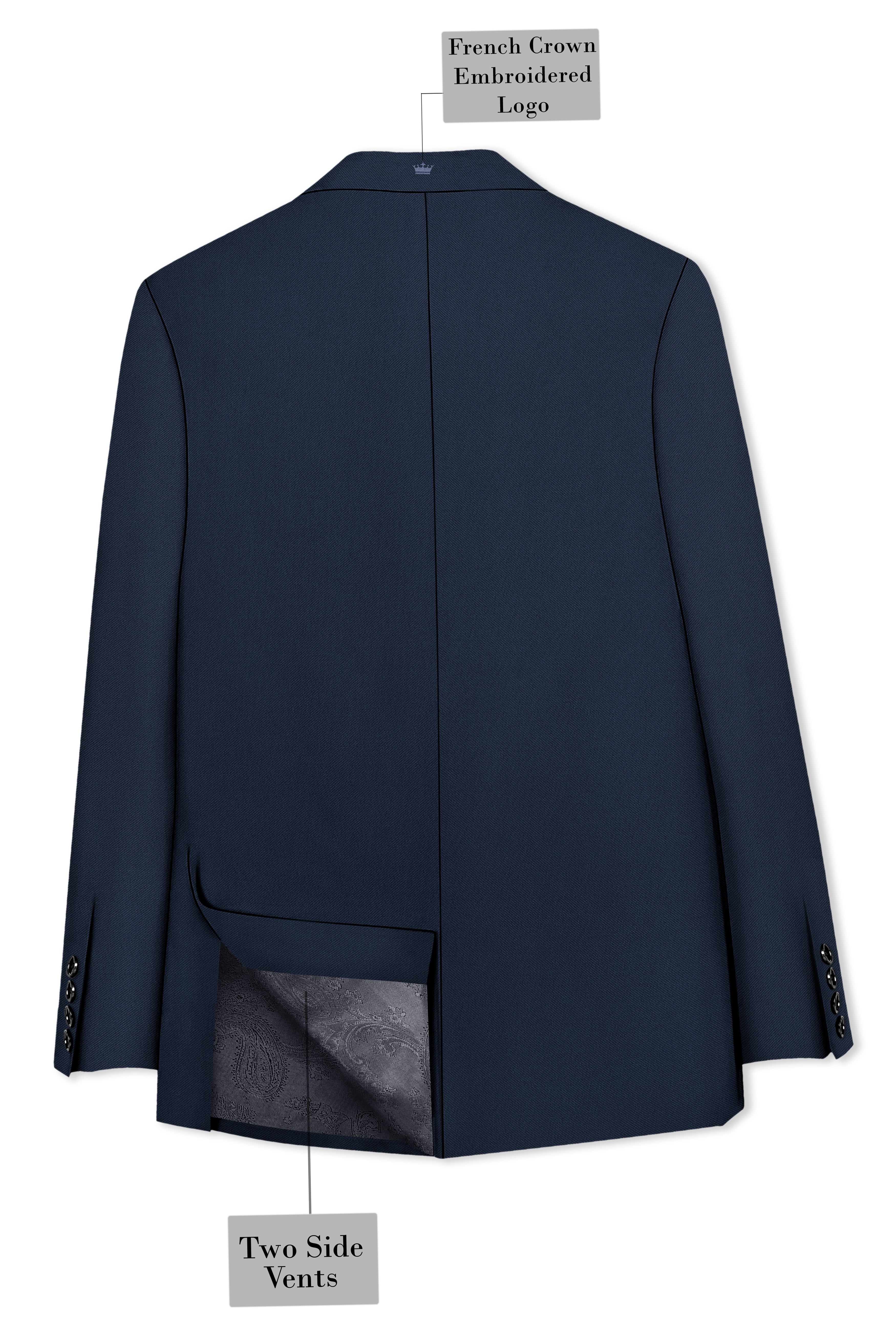 Nautis-Baltic Blue Wool Rich Slight Stretch Double Breasted Blazer