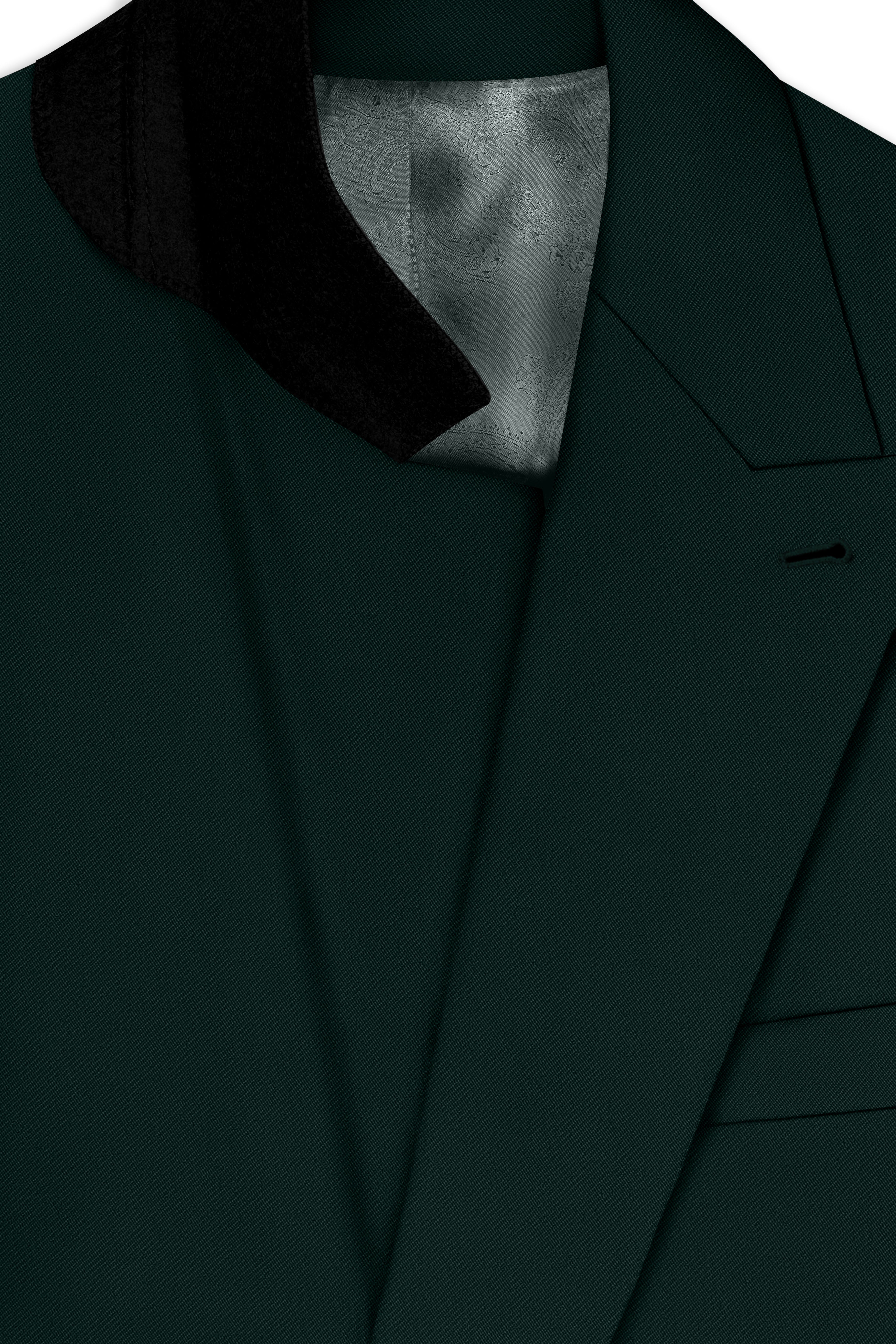 Lustre-Emerald Green Wool Rich Slight Stretch Double Breasted Blazer