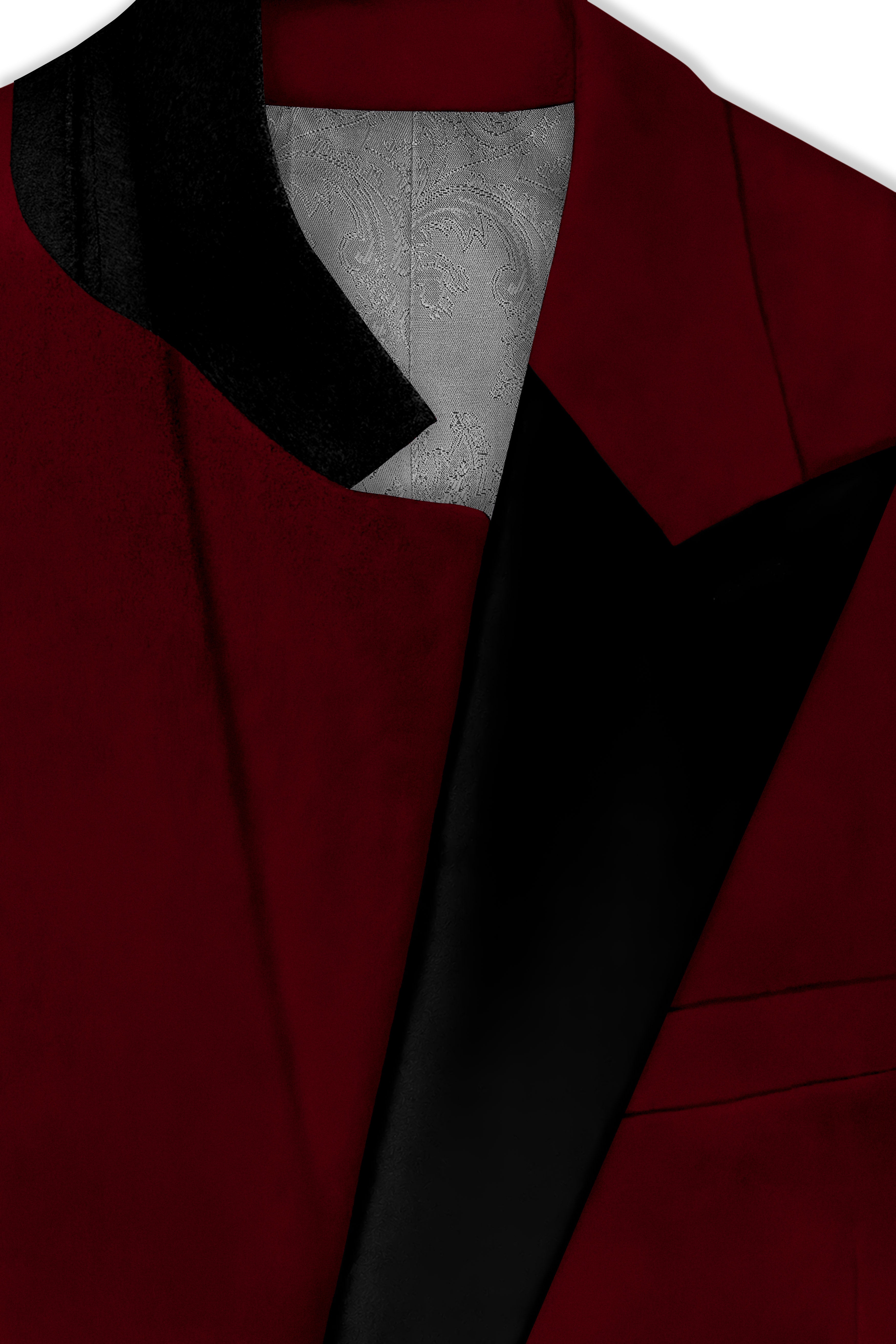 Crimsone-Temptress Red Velvet Peak Lapel Tuxedo Blazer