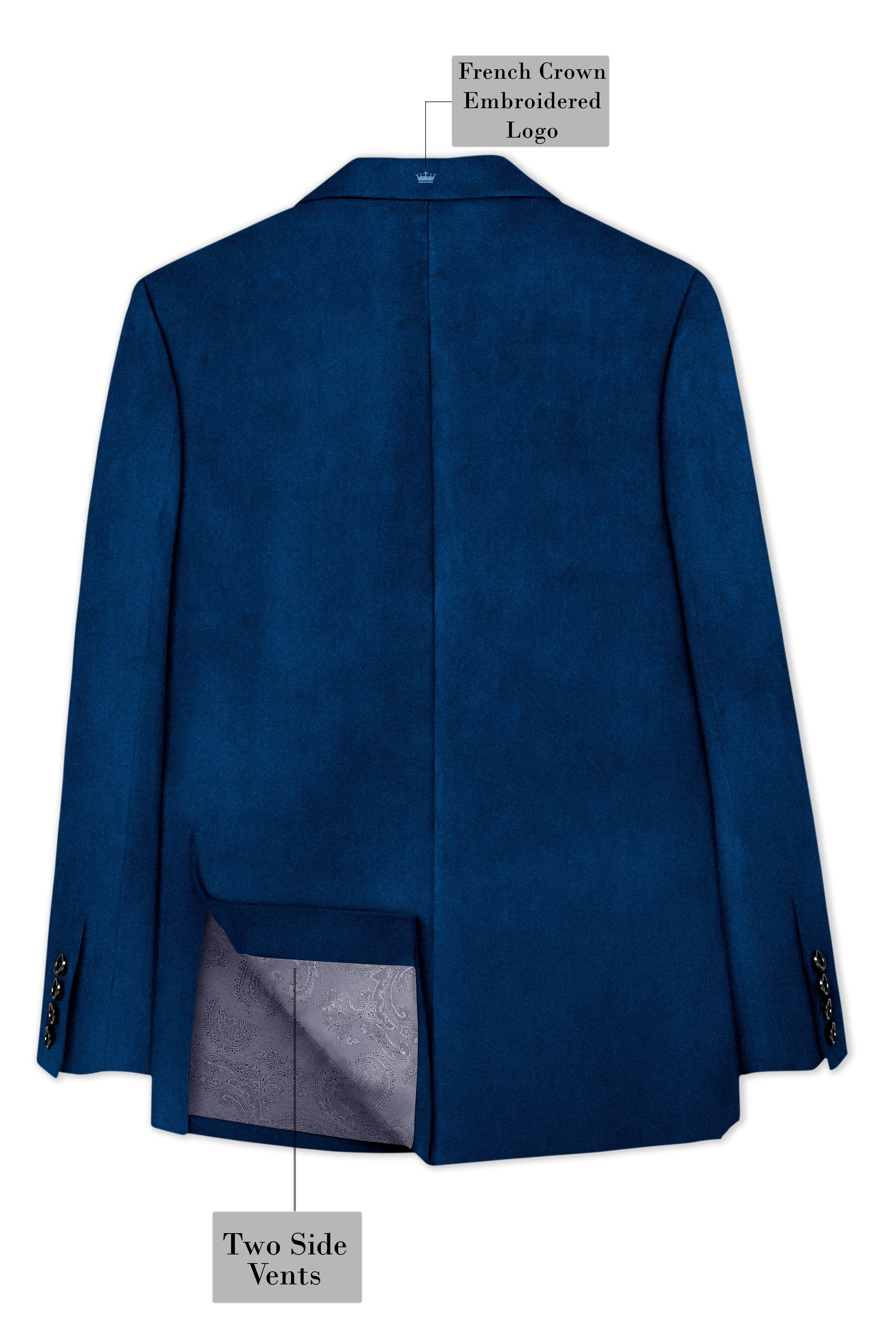 Caspian-Downriver Blue Velvet Peak Lapel Tuxedo Blazer