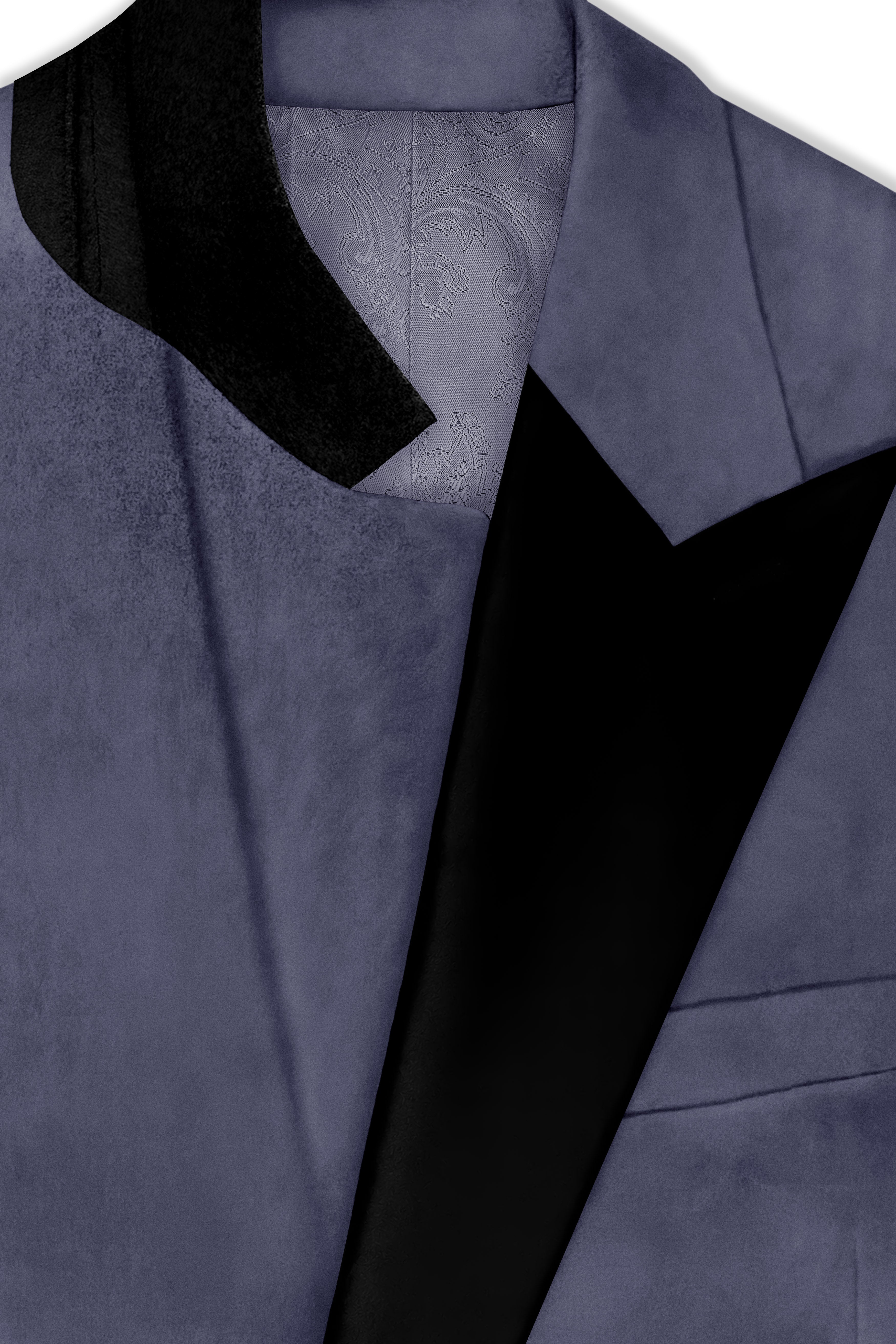 Imperium-Gun Powder Gray Velvet Peak Lapel Tuxedo Blazer