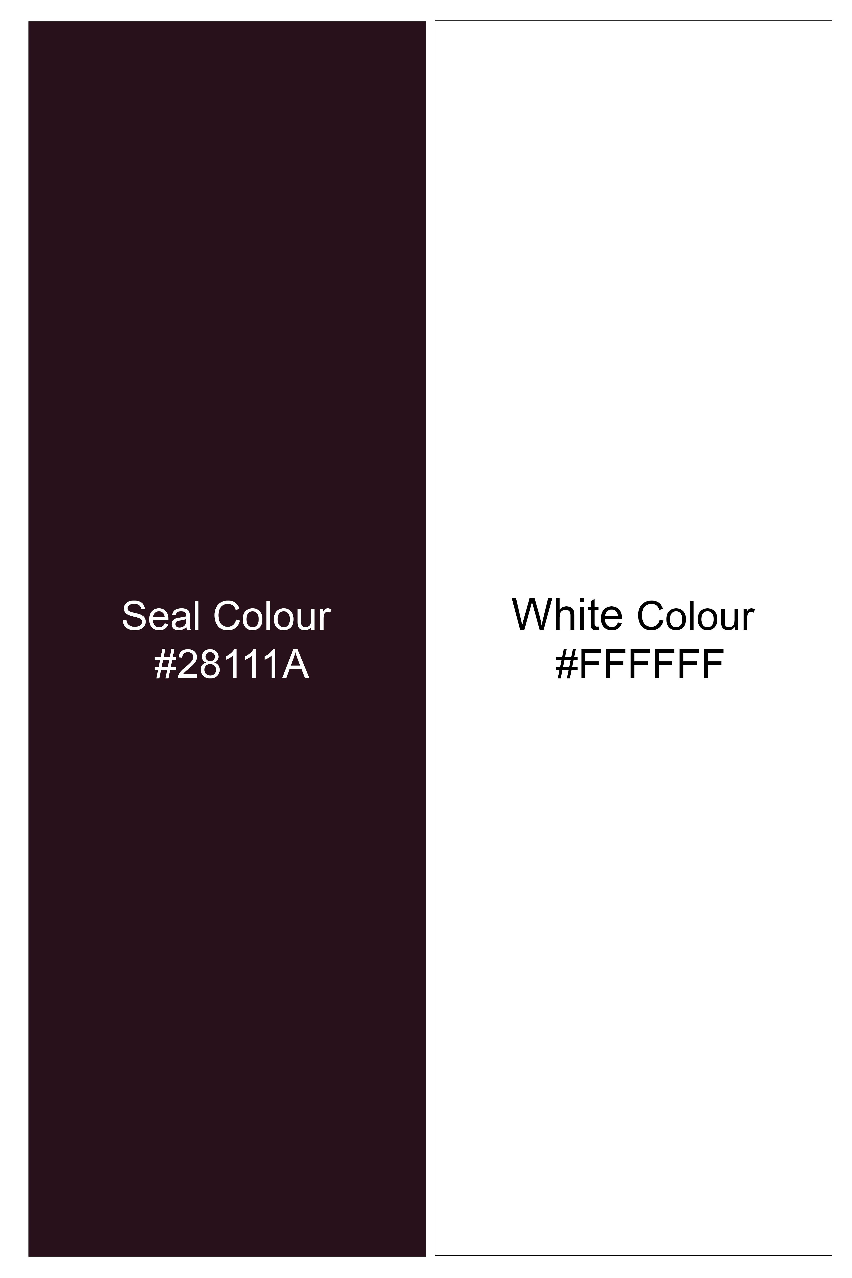 Valiant-Seal Maroon And Bright White Chalk Striped Wool Rich Slight Stretch Single Breasted Blazer