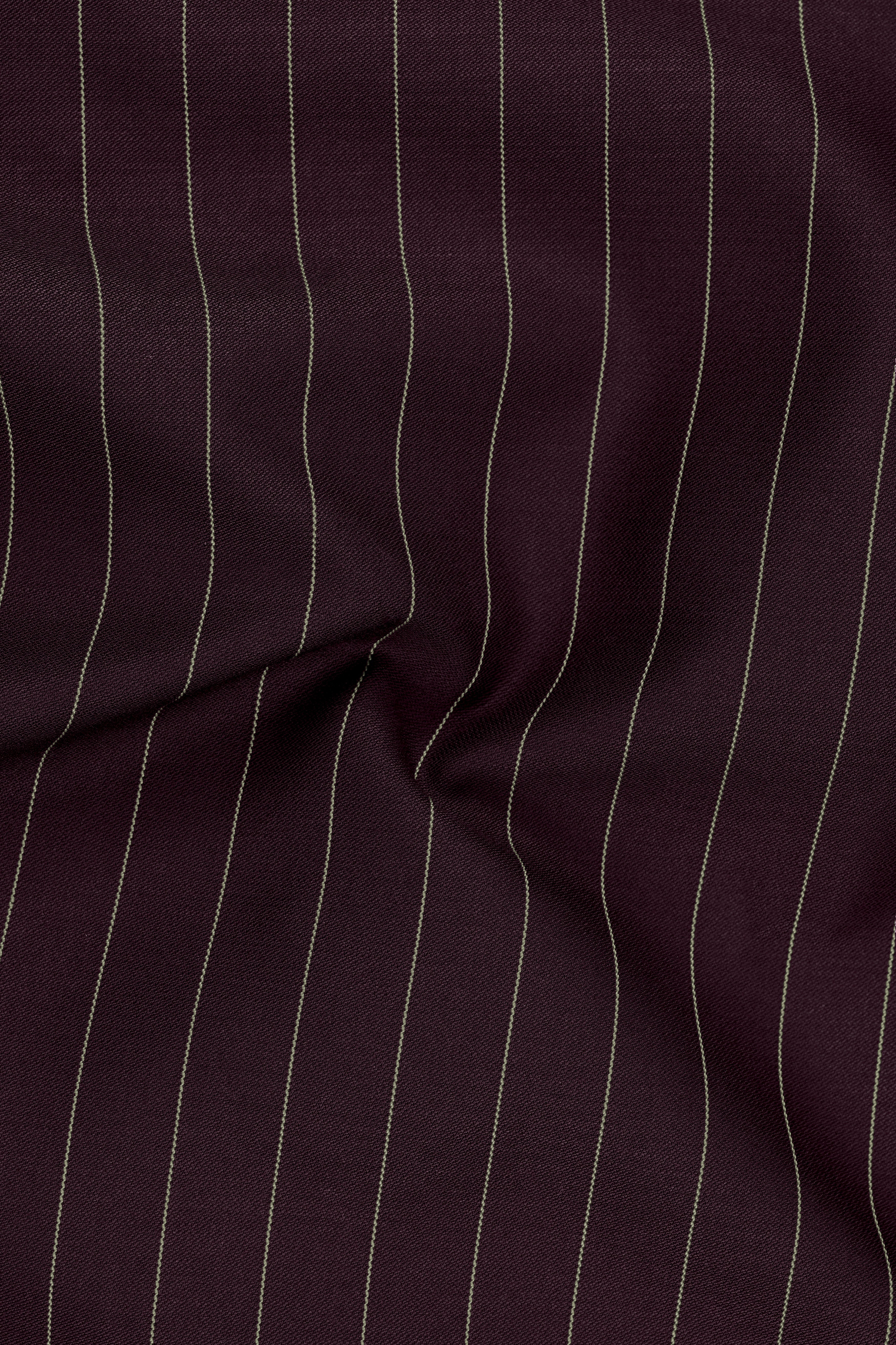 Valiant-Seal Maroon And Bright White Chalk Striped Wool Rich Slight Stretch Single Breasted Blazer