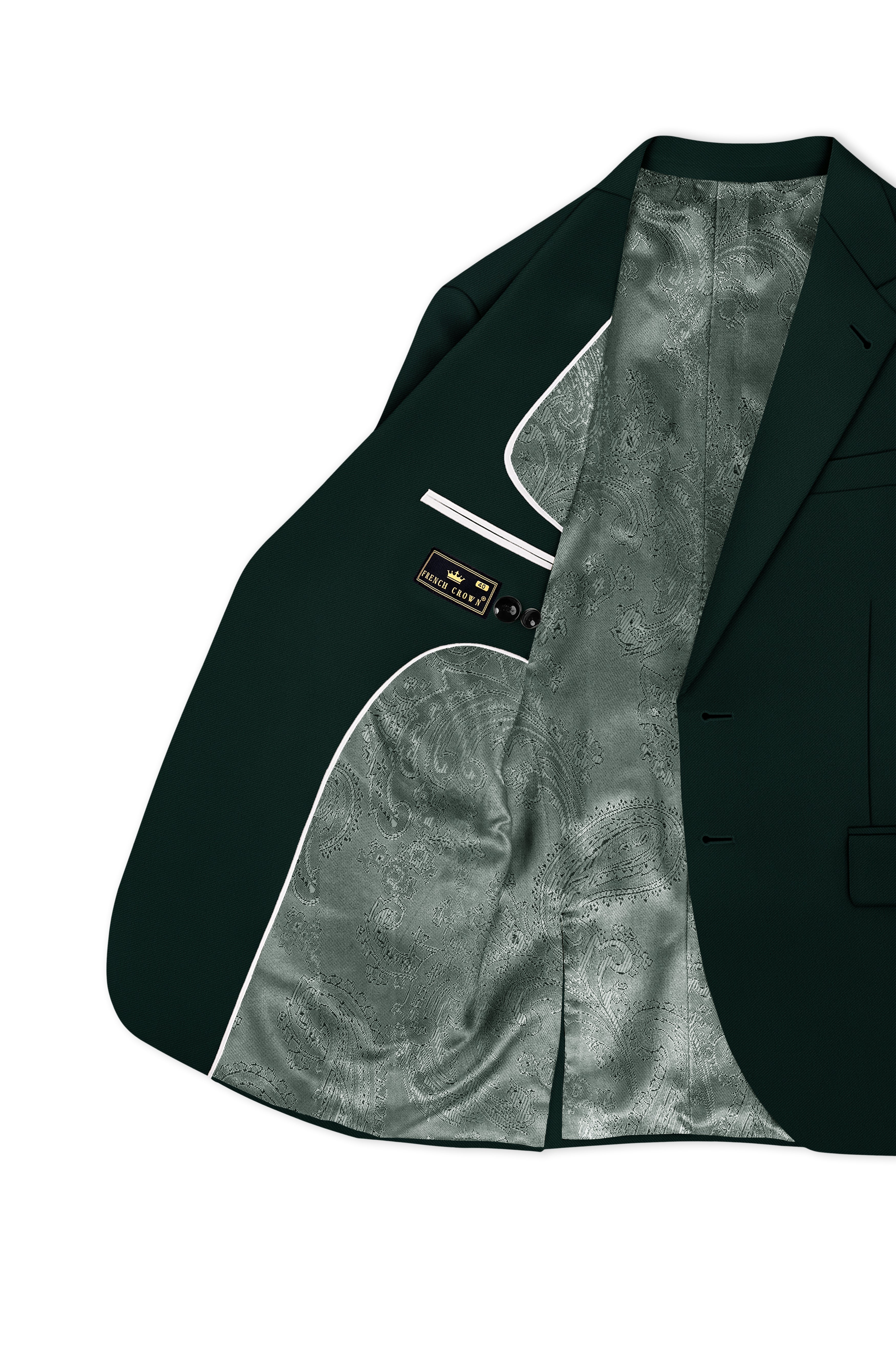 Verde-Aztec Green 4-Way Stretch Wrinkle-Free Fluid Drape Fabric Single Breasted Blazer