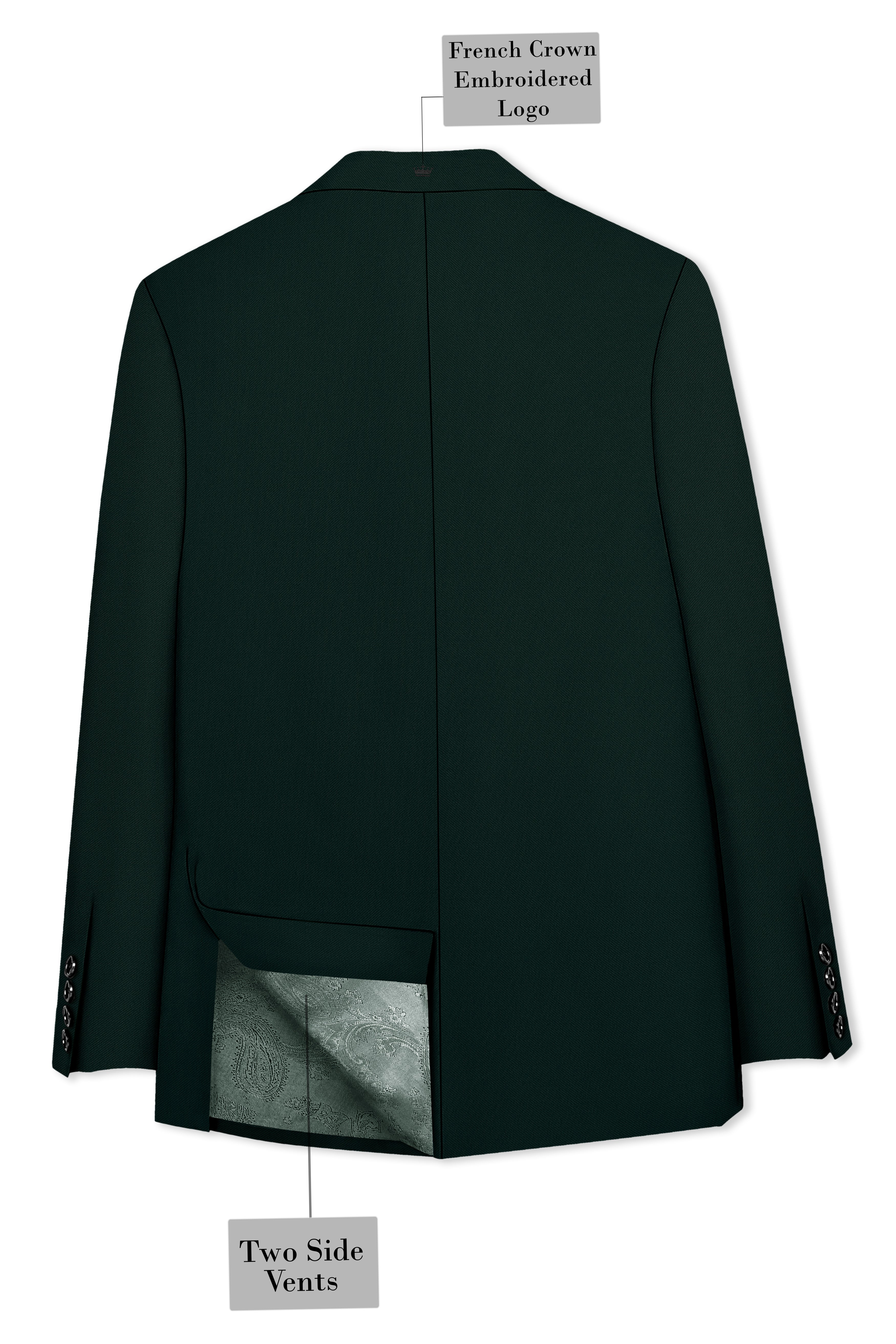 Verde-Aztec Green 4-Way Stretch Wrinkle-Free Fluid Drape Fabric Single Breasted Blazer