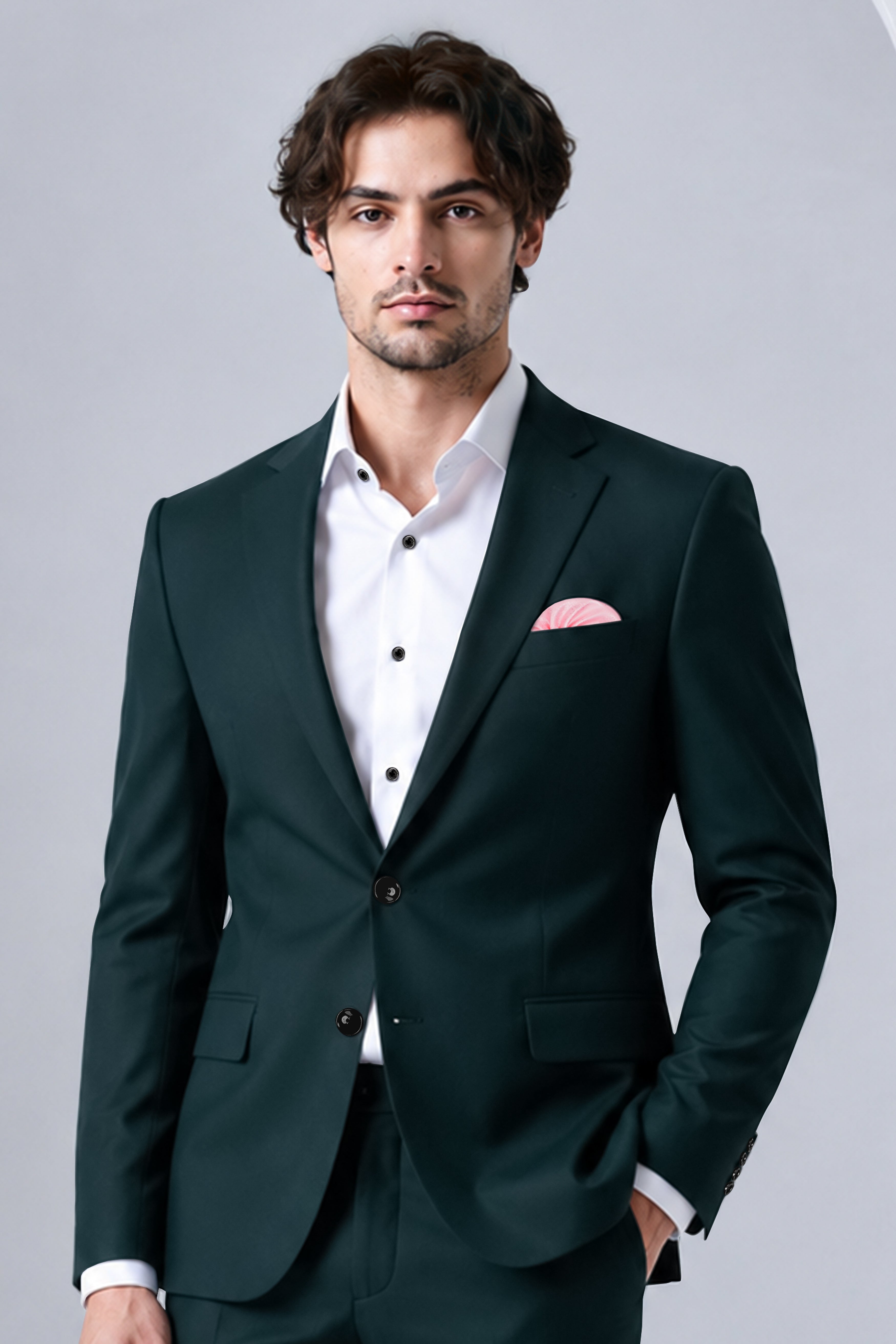 Canopy-Daintree Green 4-Way Stretch Wrinkle-Free Fluid Drape Fabric Single Breasted Blazer