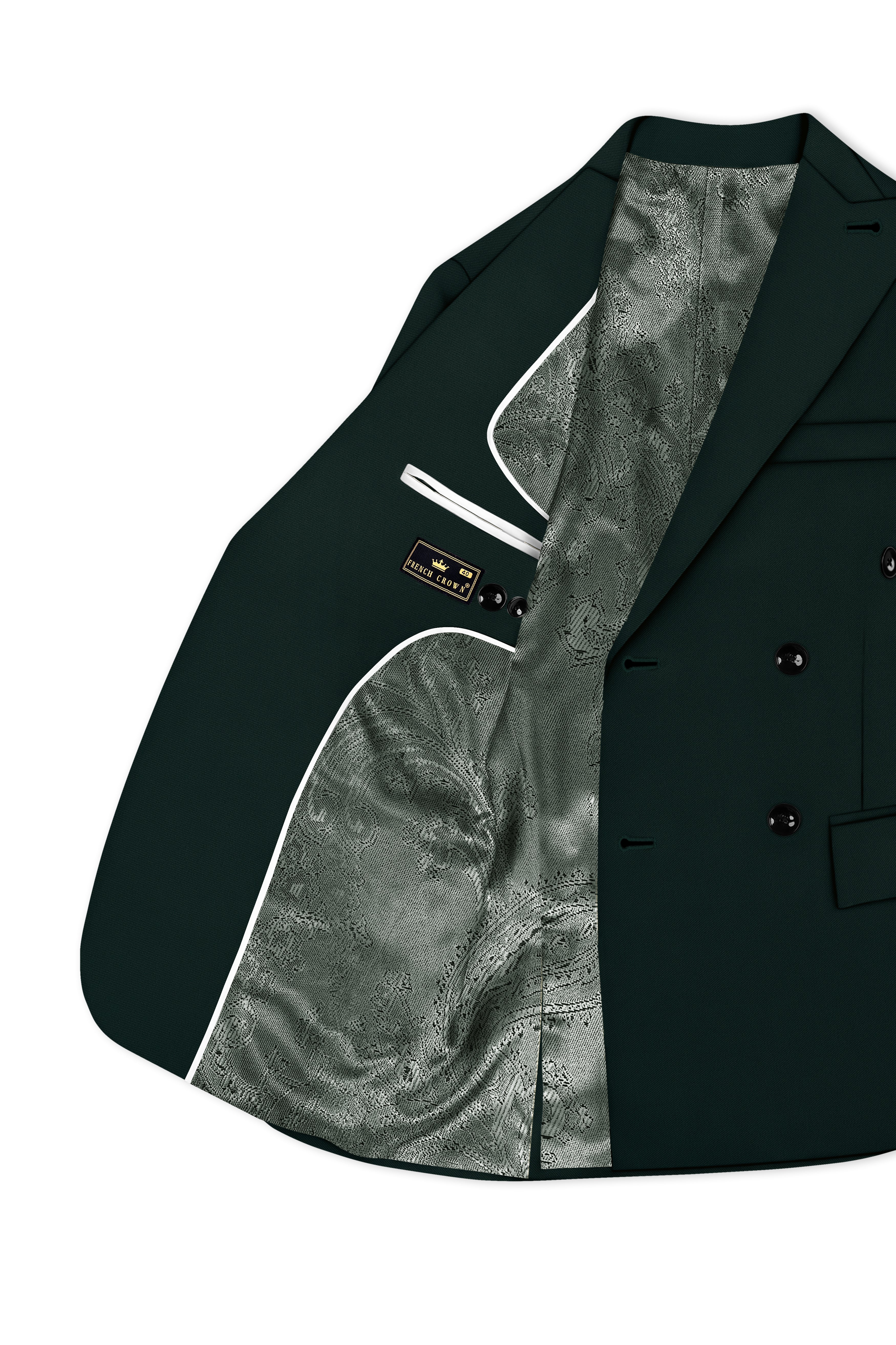 Verde-Aztec Green 4-Way Stretch Wrinkle-Free Fluid Drape Fabric Double Breasted Blazer
