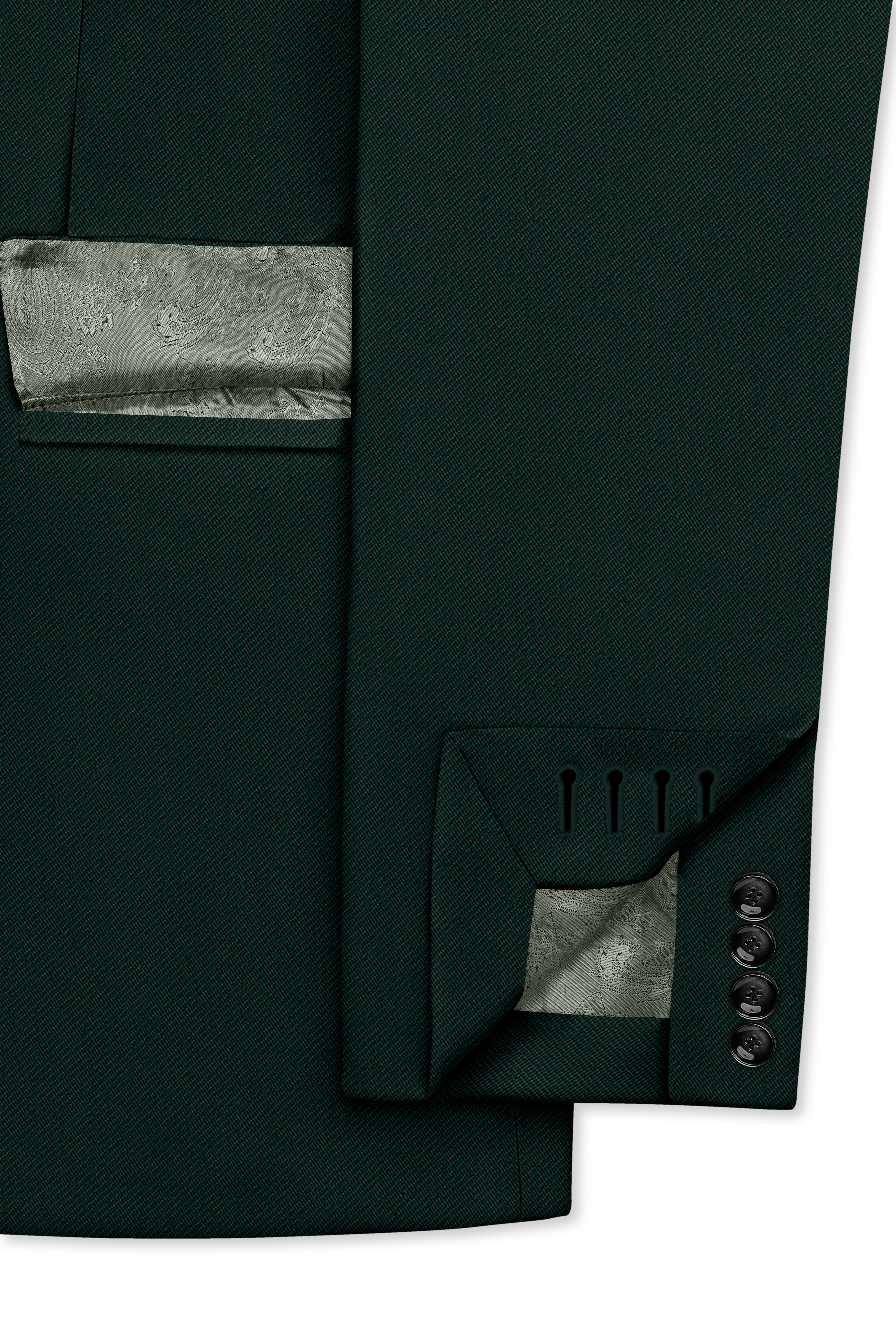 Verde-Aztec Green 4-Way Stretch Wrinkle-Free Fluid Drape Fabric Double Breasted Blazer