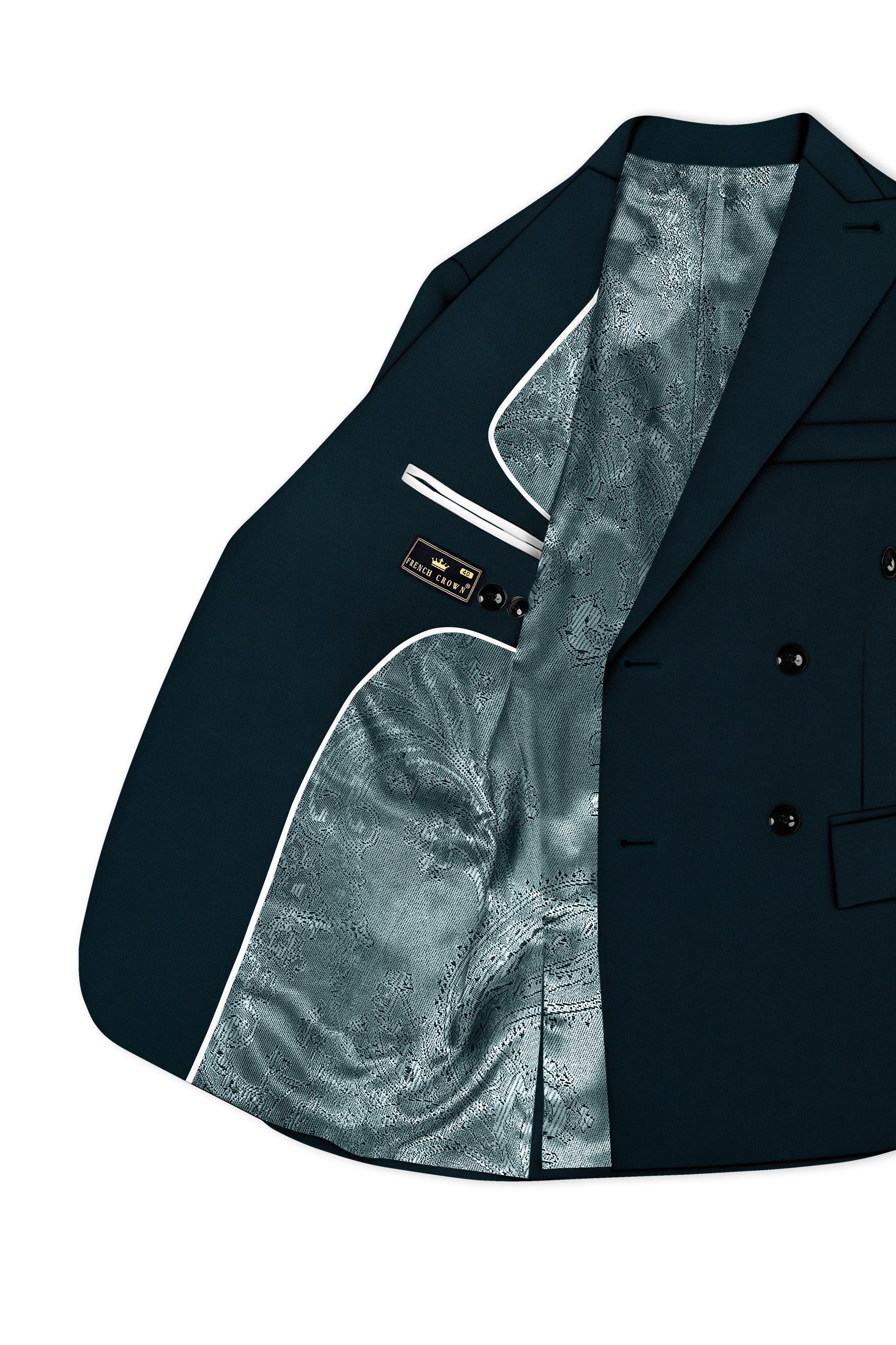 Canopy-Daintree Green 4-Way Stretch Wrinkle-Free Fluid Drape Fabric Double Breasted Blazer