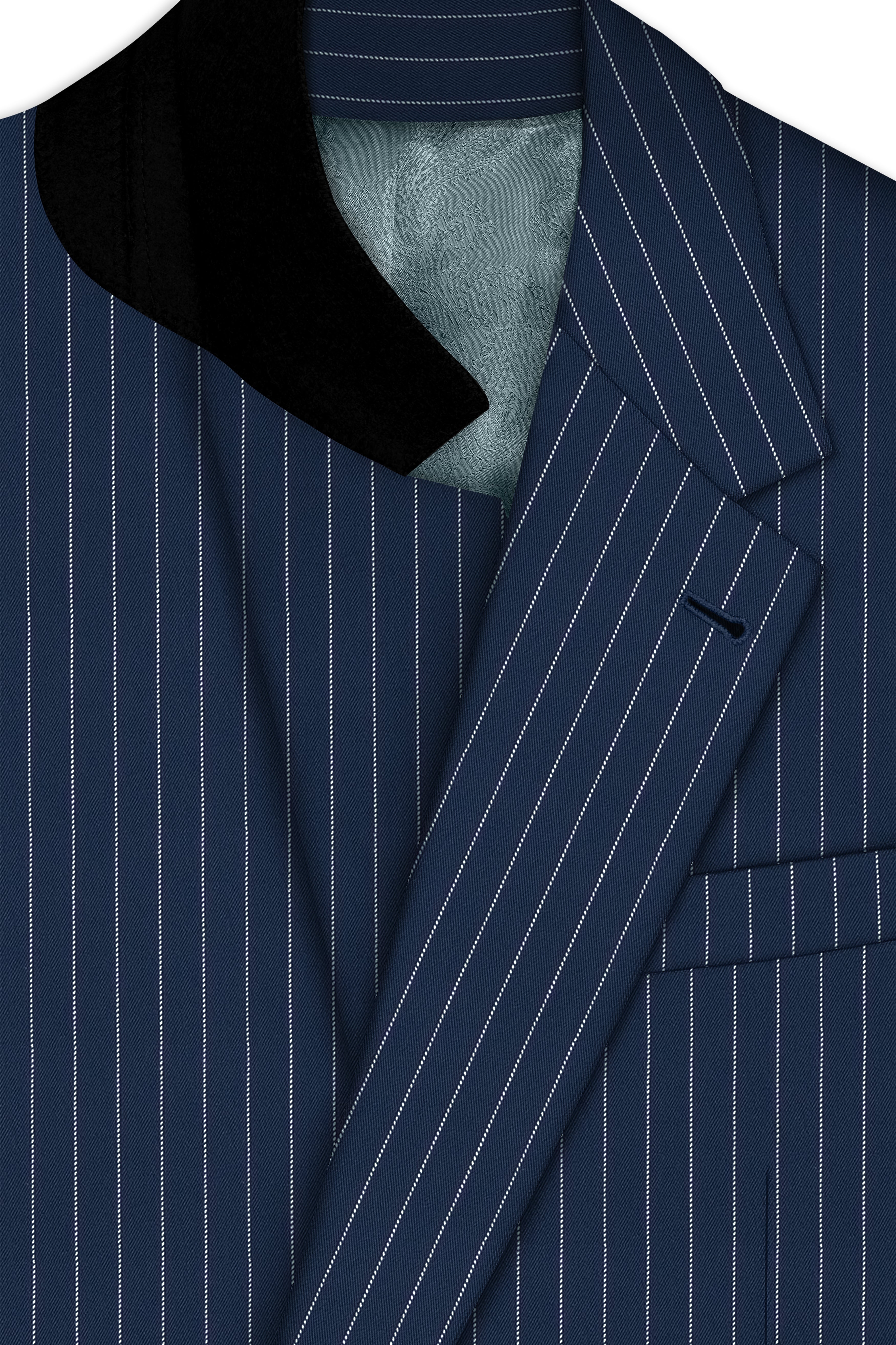 Veritus-Zodiac Blue And Bright White Stripes Premium Wool Rich