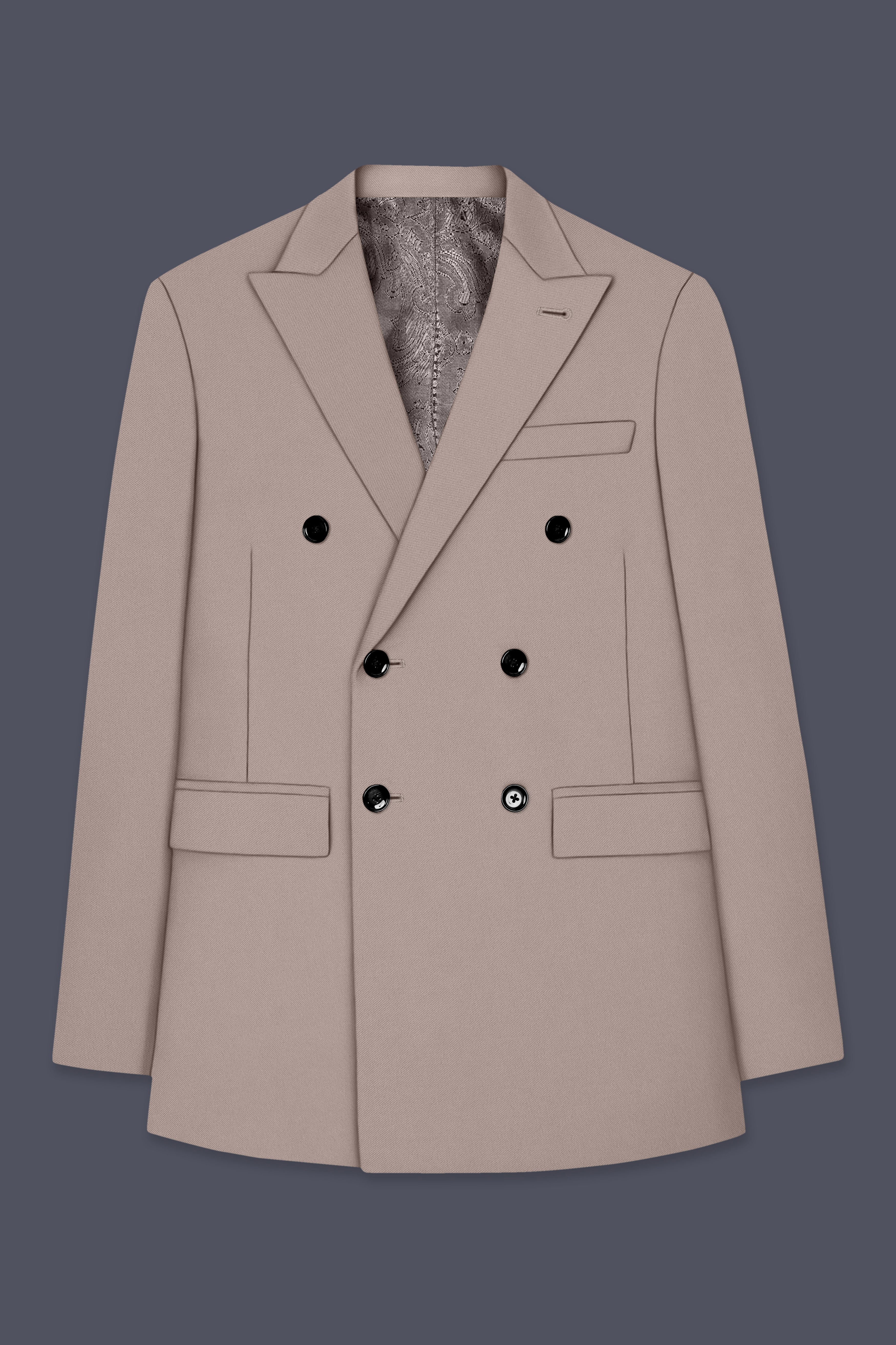 Fuchsia-Korean Spicy Pink 4-Way Stretch Wrinkle-Free Wool Rich Double Breasted Blazer