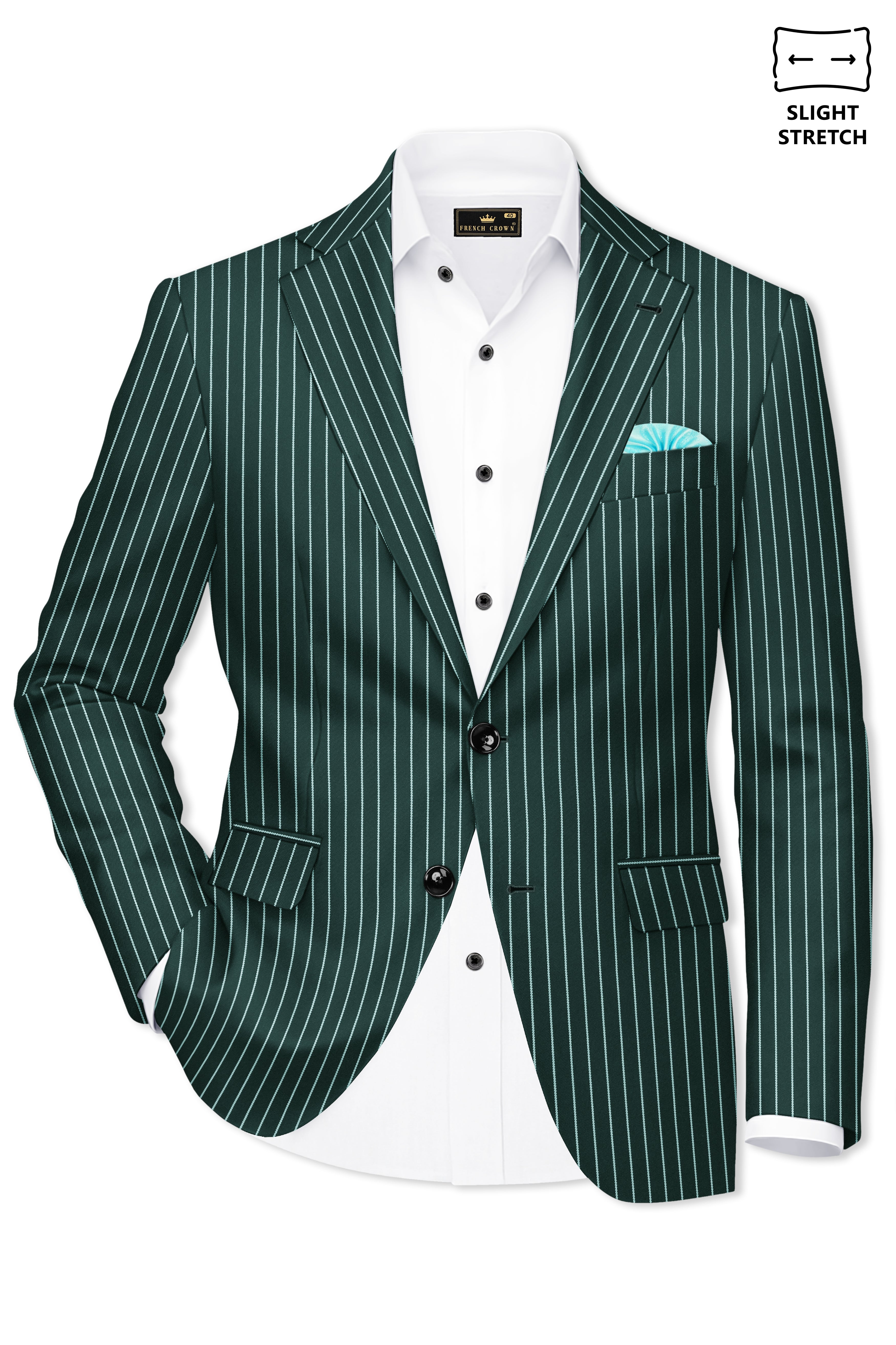 Vampire Gray Textured Premium Wool Blend Double Breasted Blazer