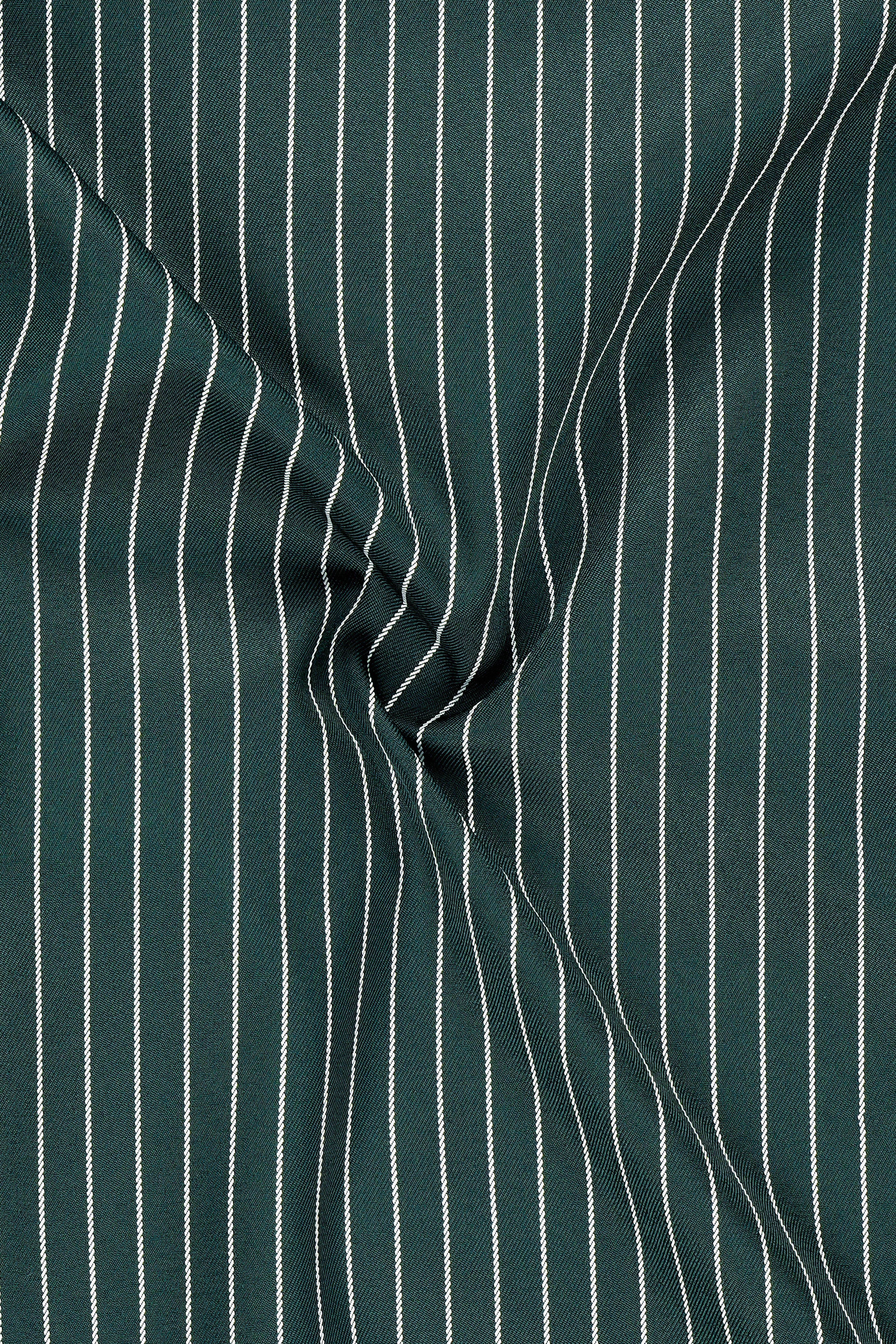 Forenza-Jungle Green And Bright White Chalk Striped Wool Rich Slight Stretch Single Breasted Blazer