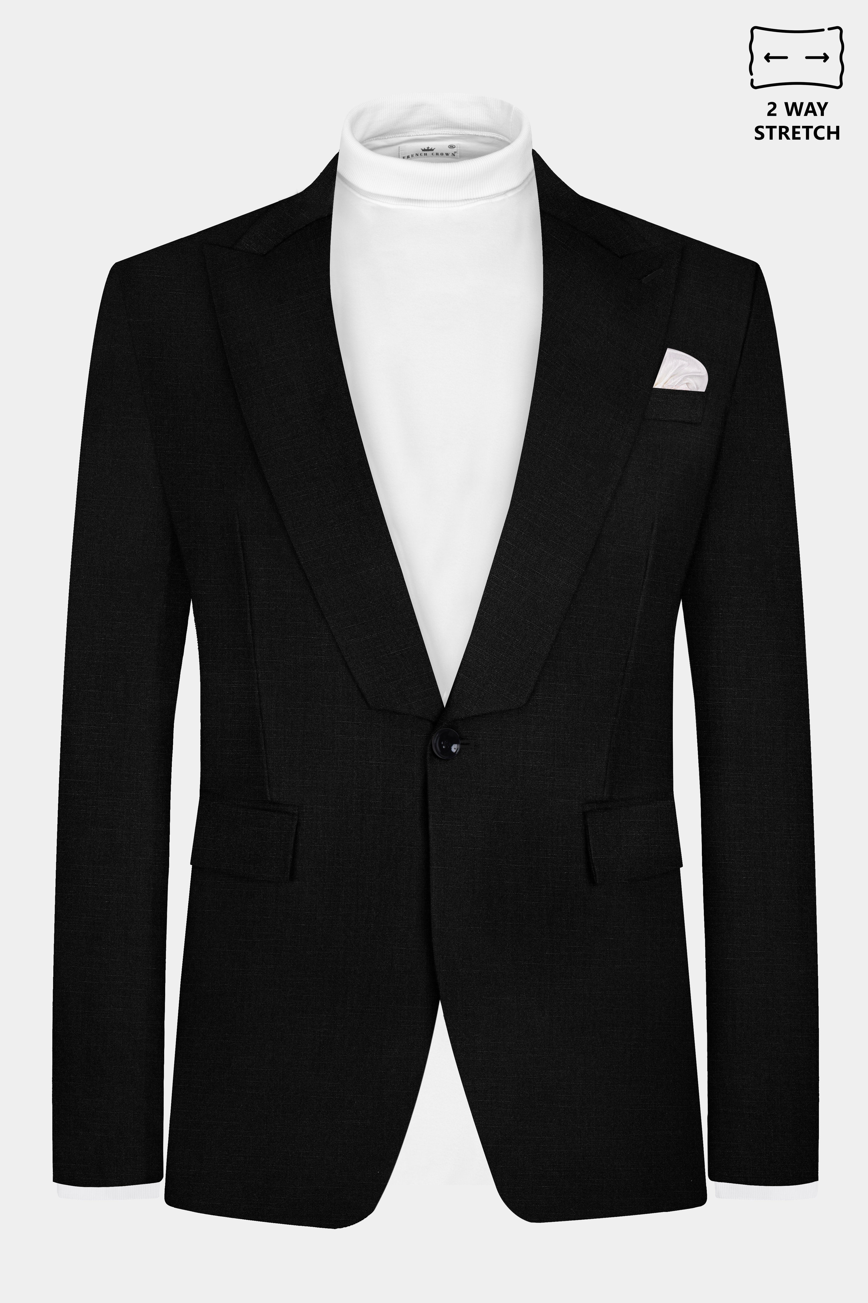 Jade Black Stretchable Subtle Sheen Designer Blazer