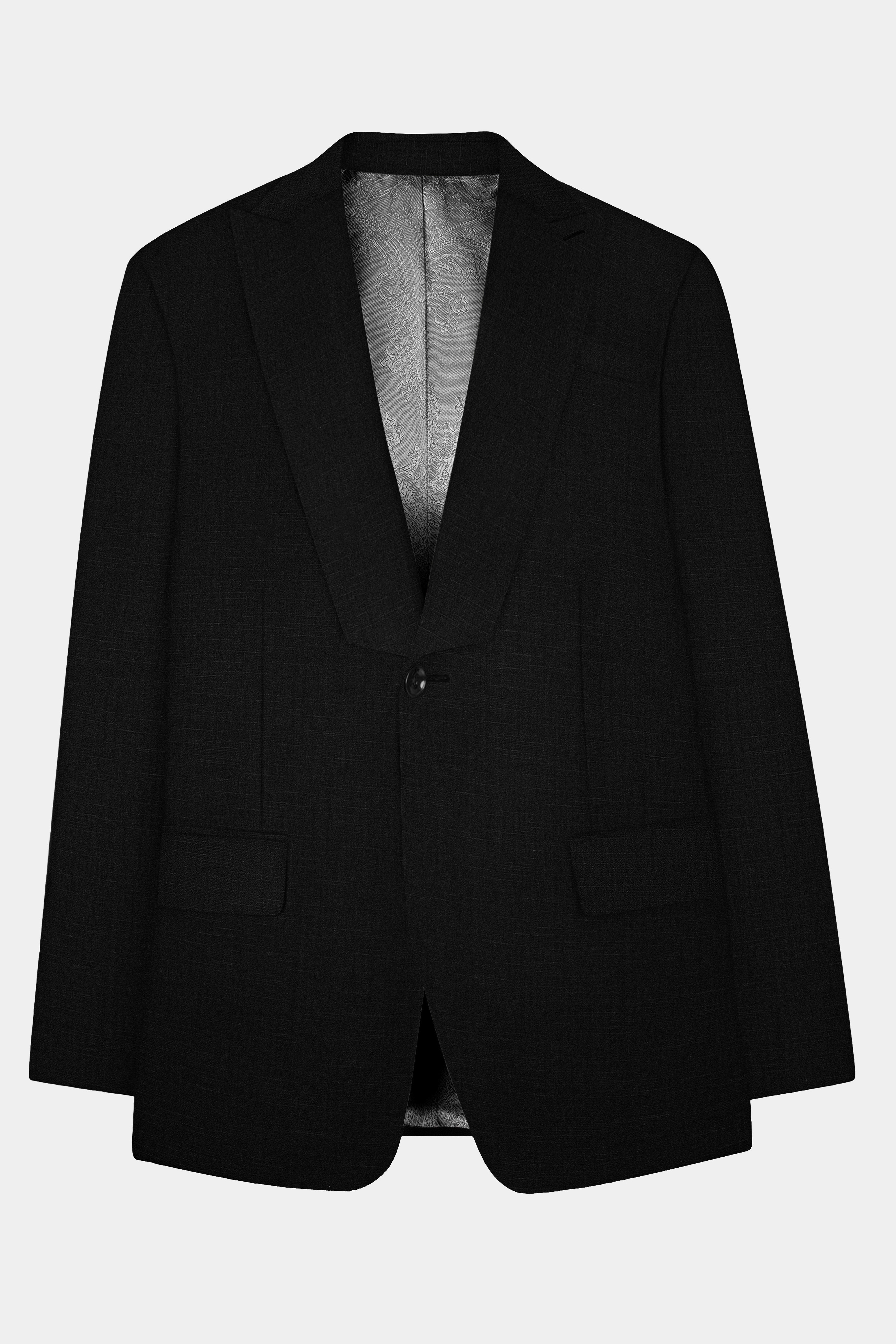 Jade Black Stretchable Subtle Sheen Designer Blazer