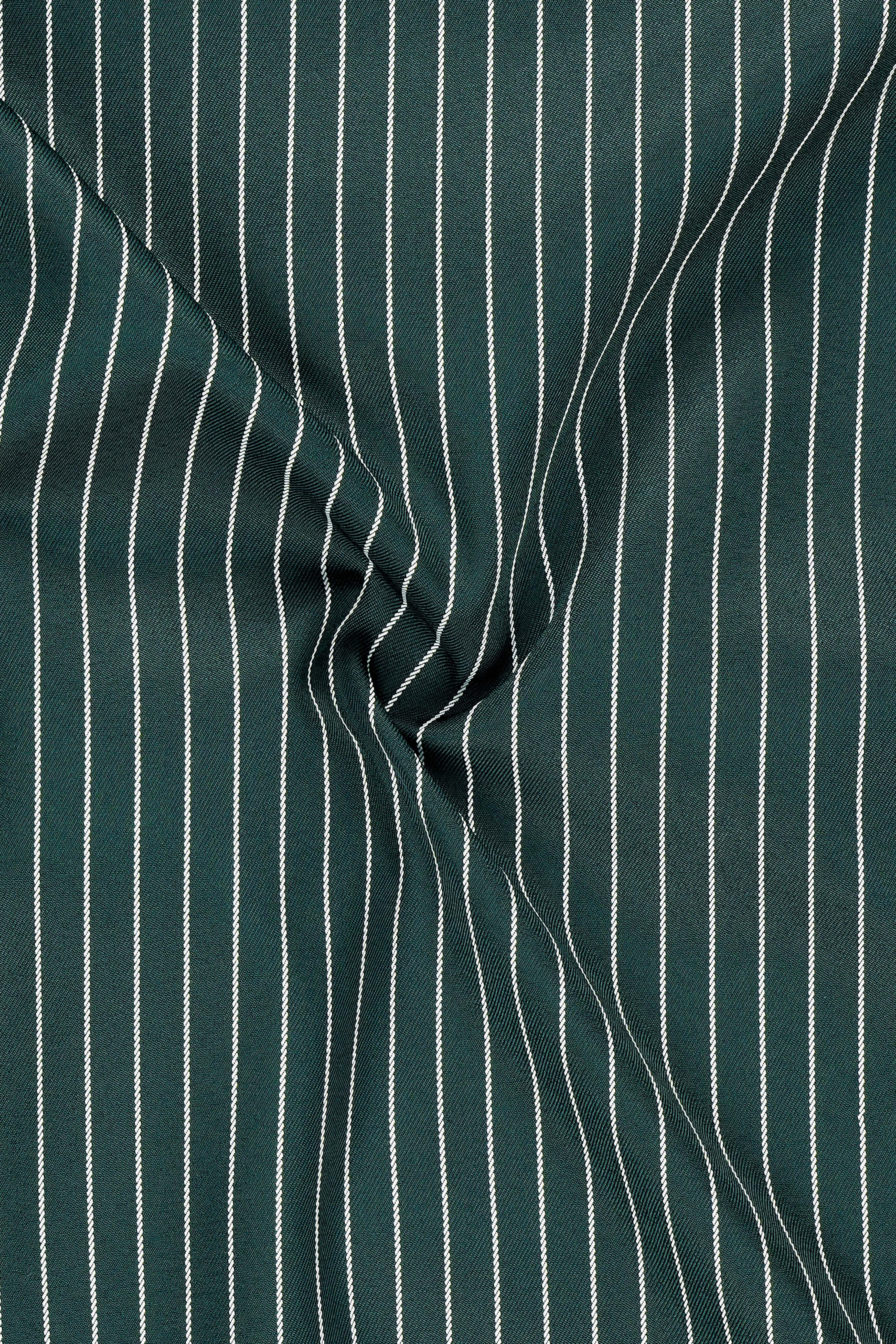 Forenza-Jungle Green And Bright White Chalk Striped Wool Rich Slight Stretch Double Breasted Blazer