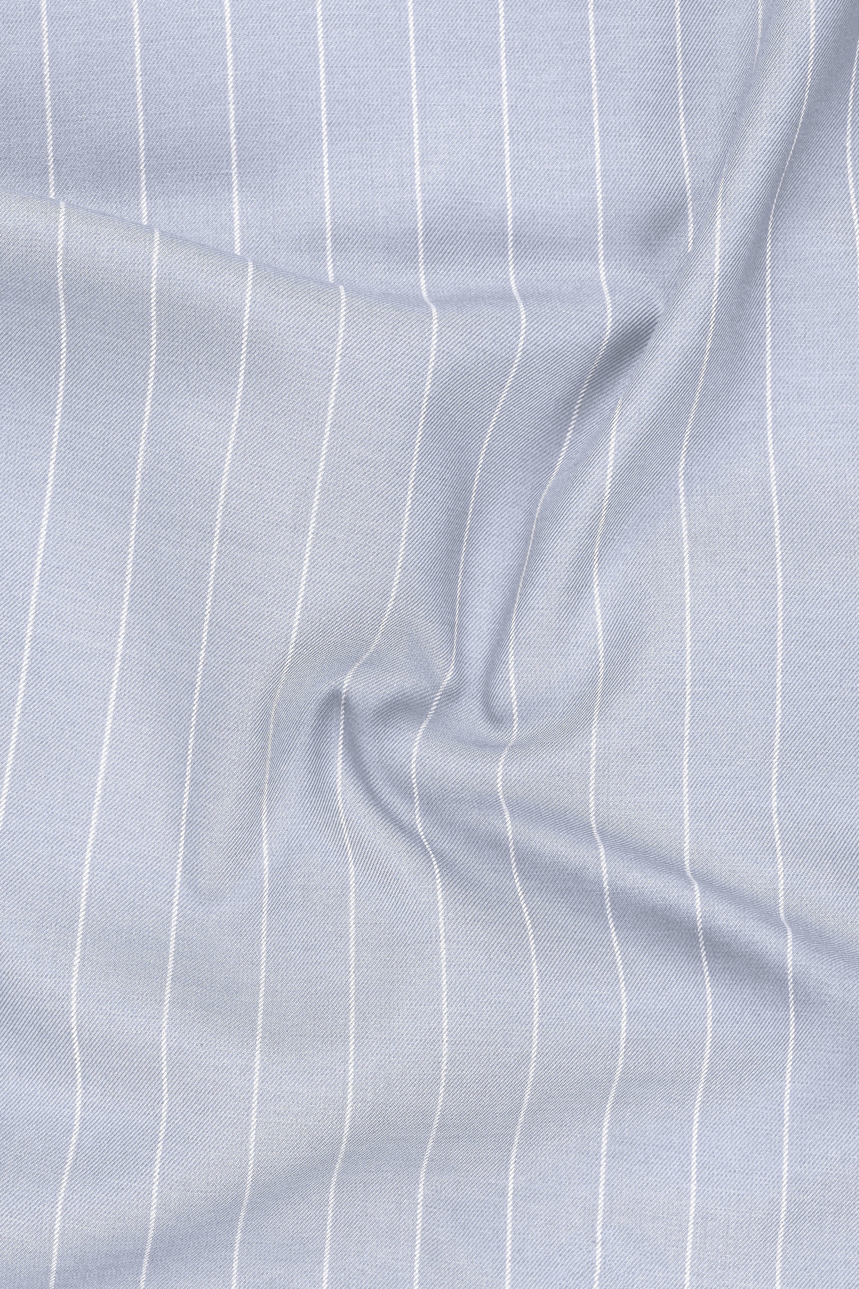 Axiom-Loblolly Gray And Bright White Chalk Striped Wool Rich Slight Stretch Double Breasted Blazer