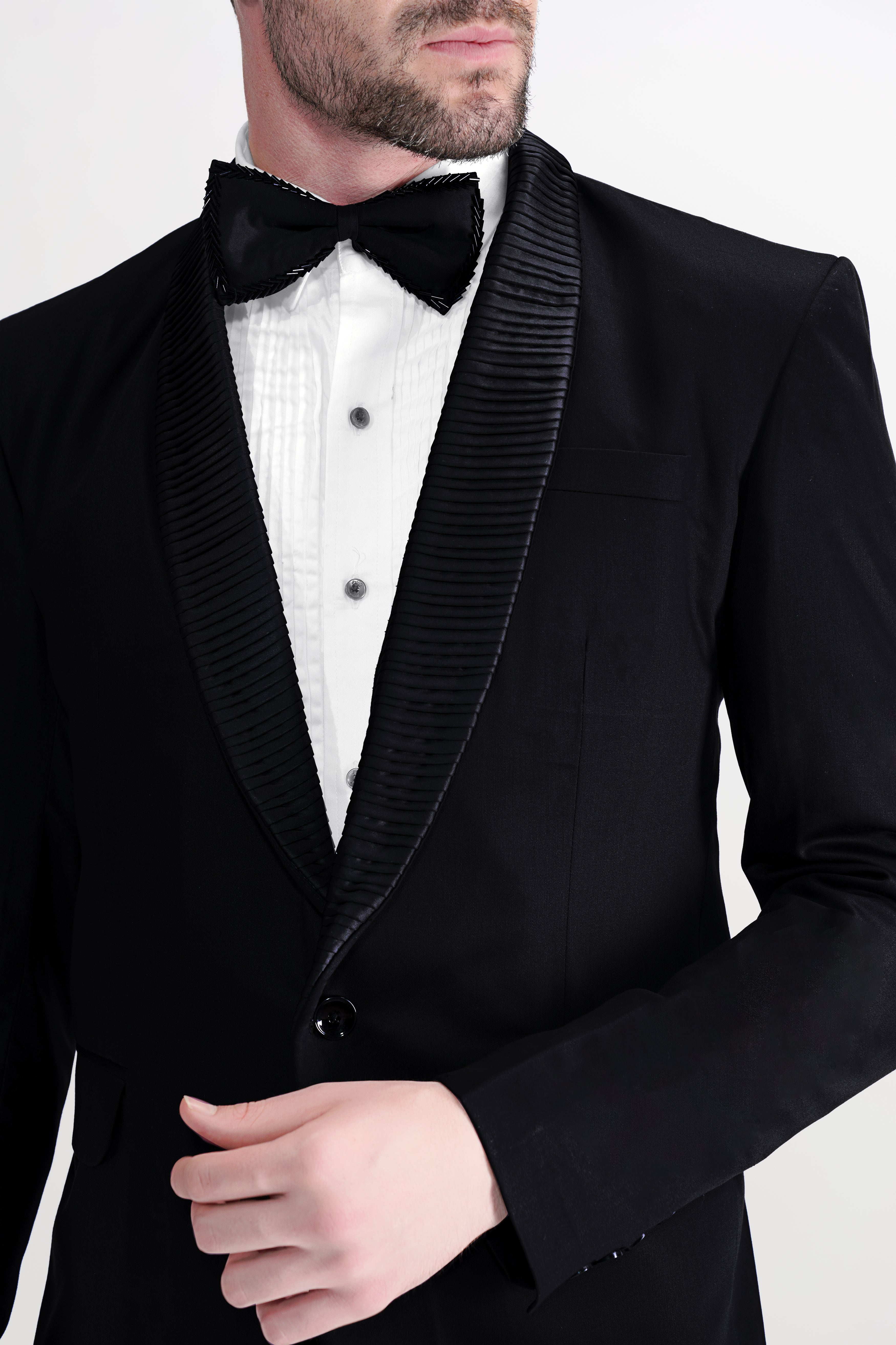 Jade Black Subtle Sheen Designer Dinner Tuxedo Blazer