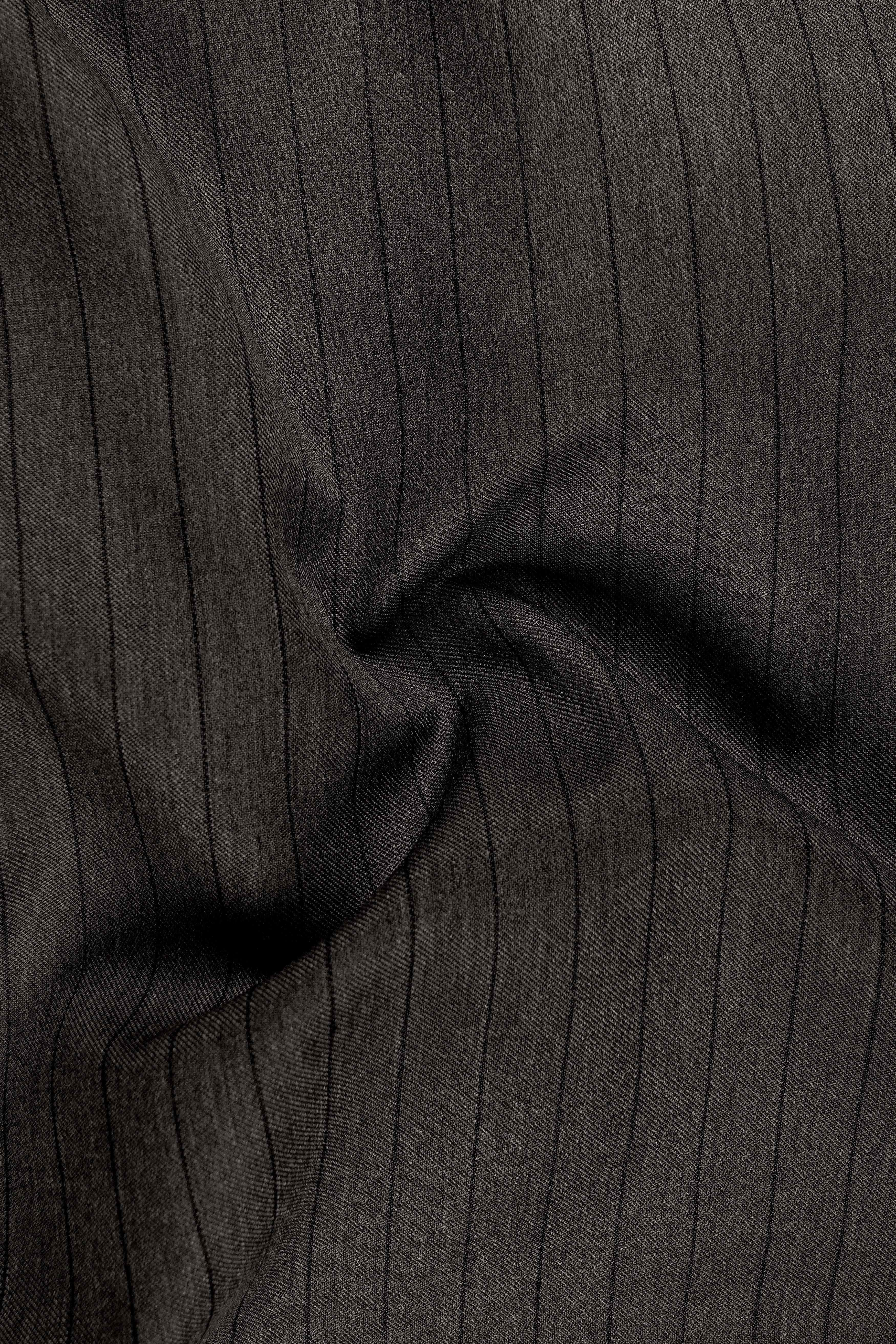 Heritage-Iridium Brown And Bright White Chalk Striped Wool Rich Slight Stretch Double Breasted Blazer