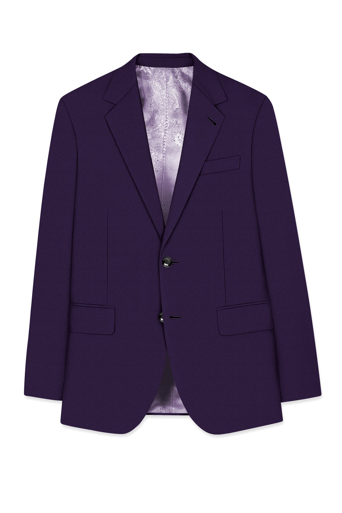 Mauve-Cedar Purple Diamond Textured Wool Rich Slight Stretch Single Breasted Blazer