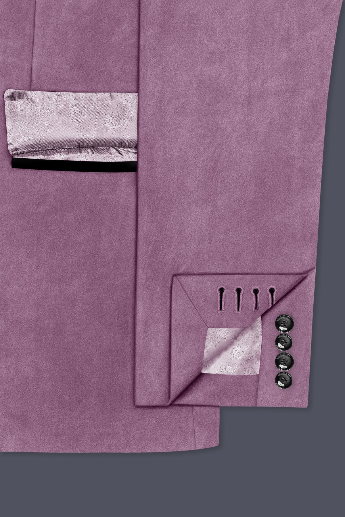 Veloura-Strikemaster Pink Velvet Peak Lapel Tuxedo Blazer