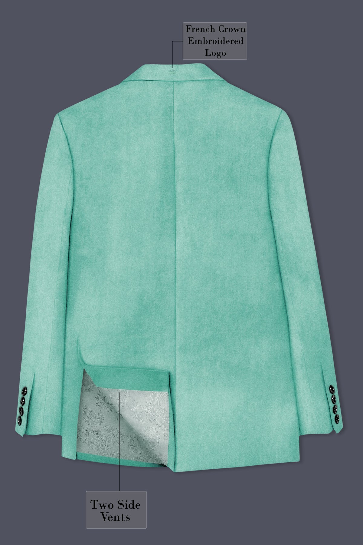 Sapphire-Cyan Blue Velvet Peak Lapel Tuxedo Blazer