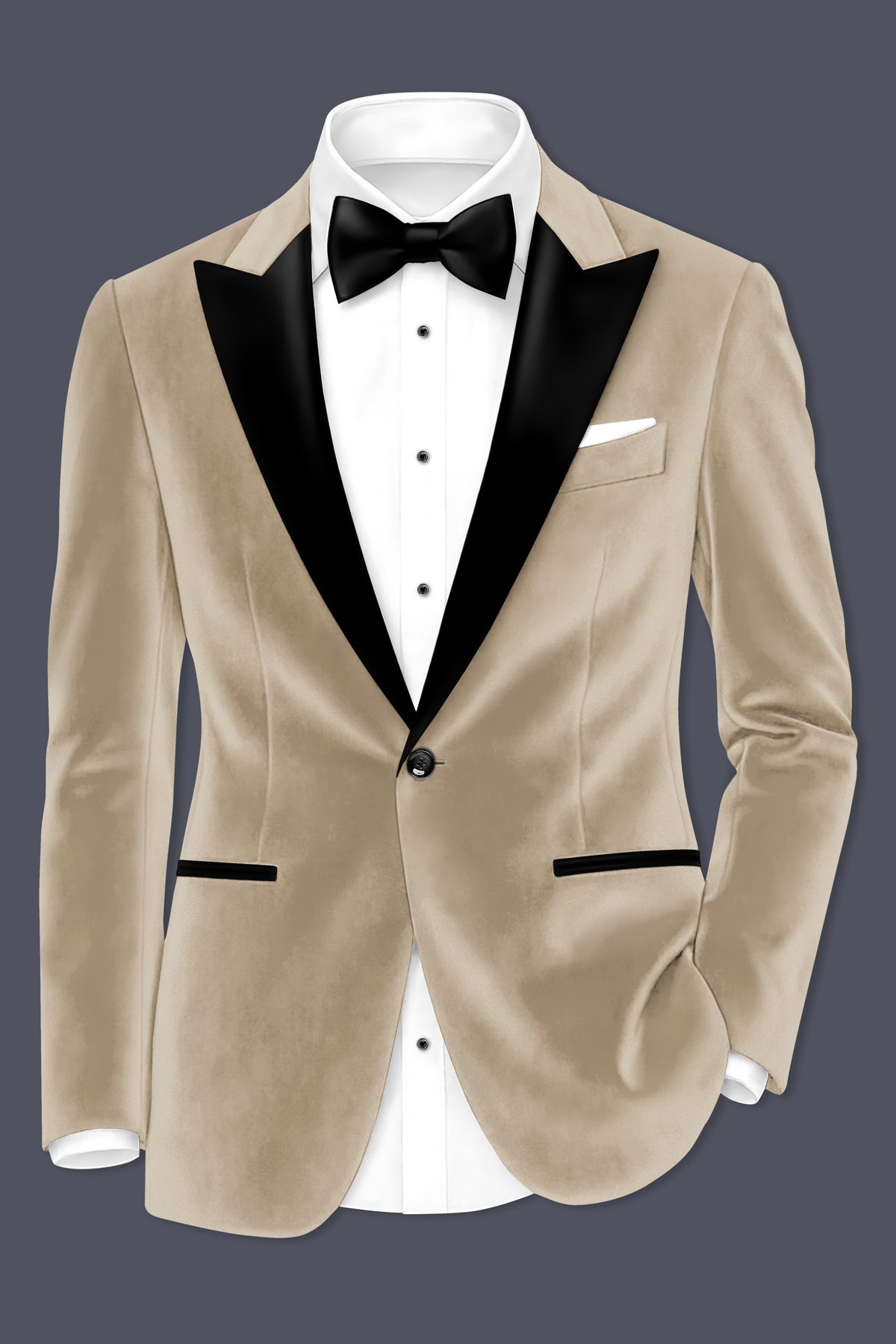 Lustre-Napa Cream Velvet Peak Lapel Tuxedo Blazer