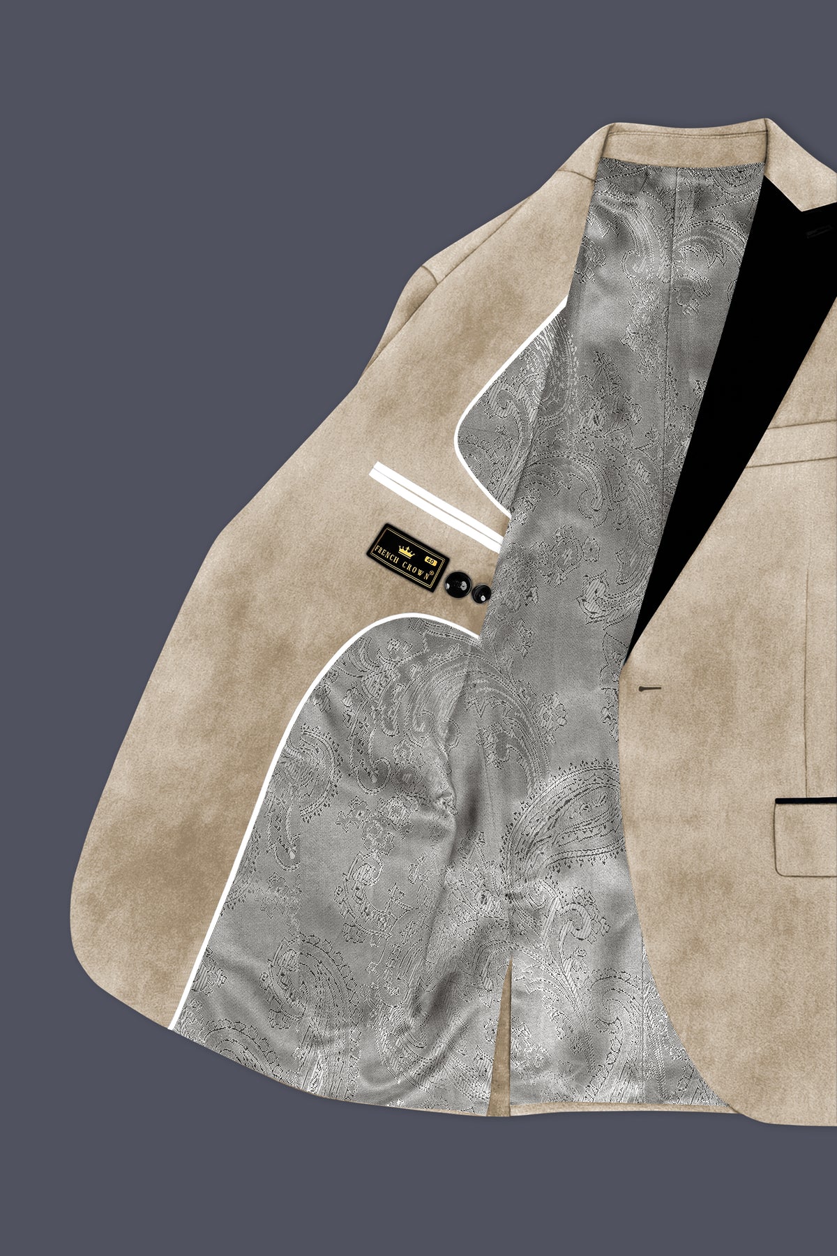 Lustre-Napa Cream Velvet Peak Lapel Tuxedo Blazer