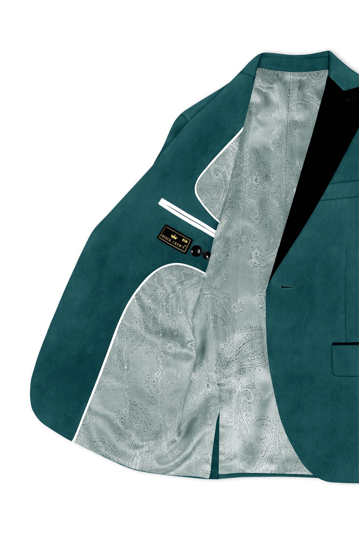 Verdant-Teal Green Velvet Peak Lapel Tuxedo Blazer
