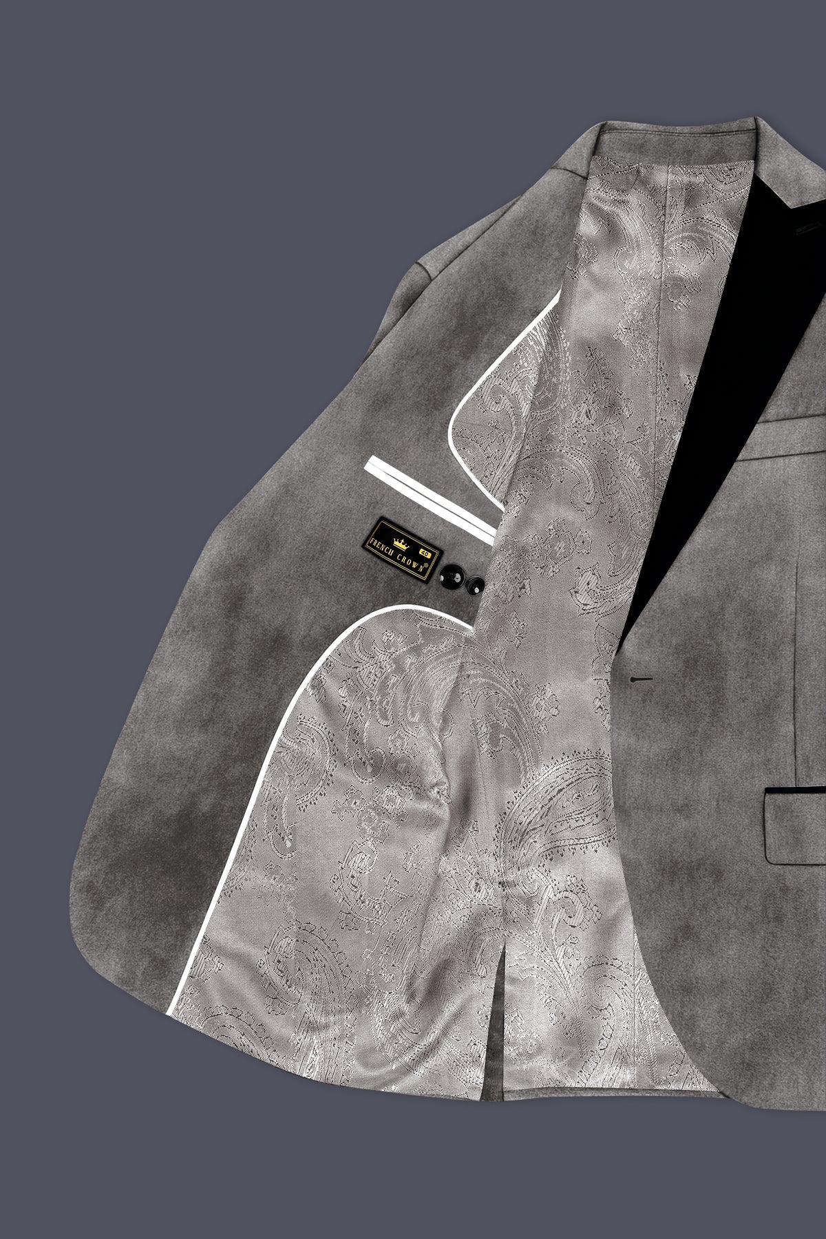 Noir-Chicago Gray Velvet Peak Lapel Tuxedo Blazer