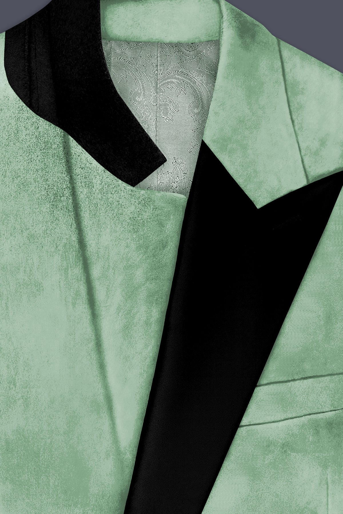 Nocturne-Amulet Green Velvet Peak Lapel Tuxedo Blazer