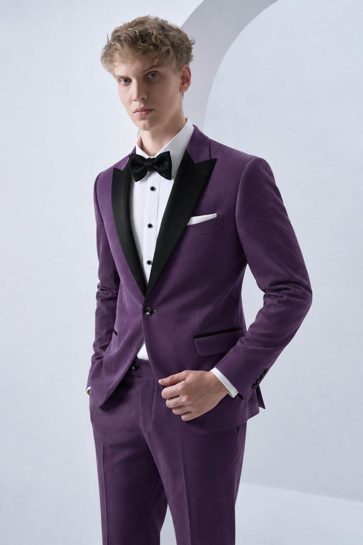 Regal-Royal Purple Velvet Peak Lapel Tuxedo Blazer