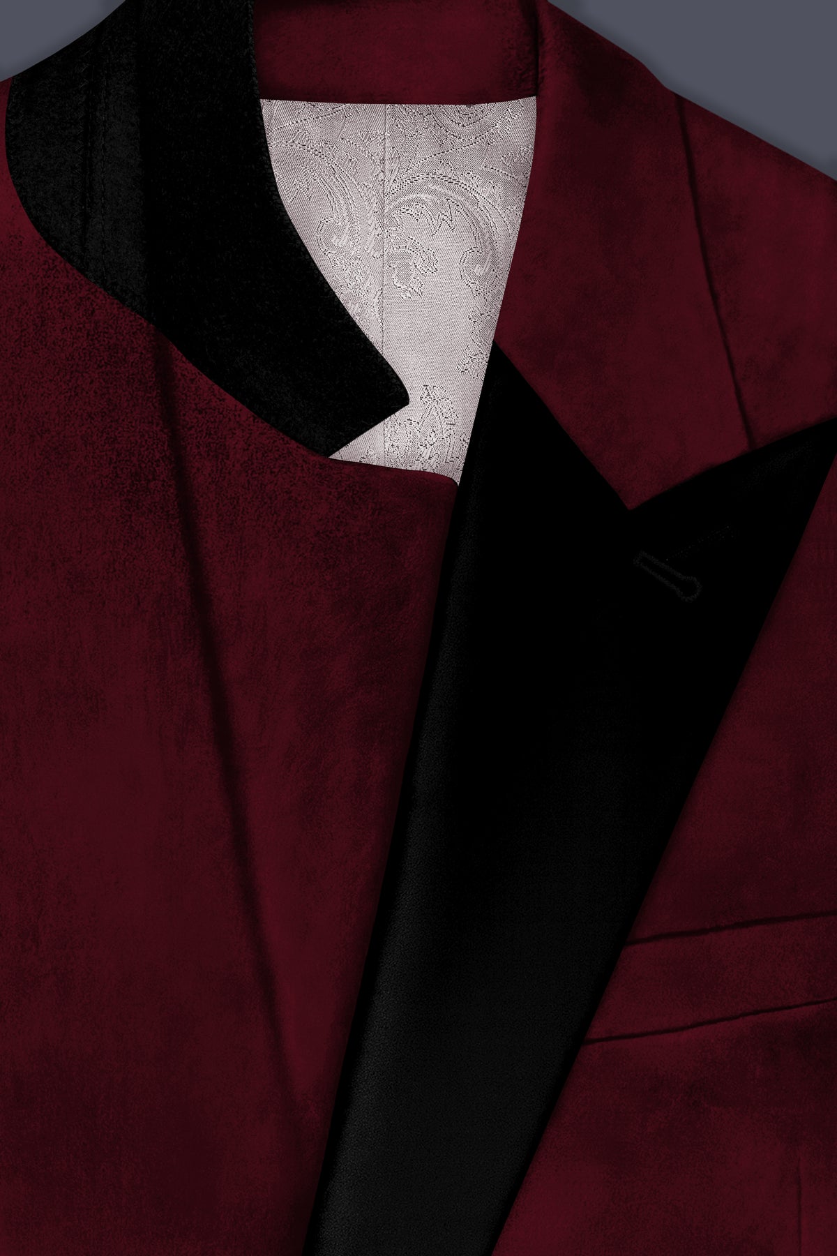 Aurelio-Aubergine Red Velvet Peak Lapel Tuxedo Blazer