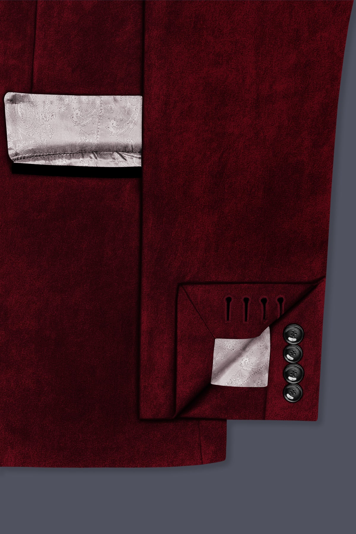 Aurelio-Aubergine Red Velvet Peak Lapel Tuxedo Blazer