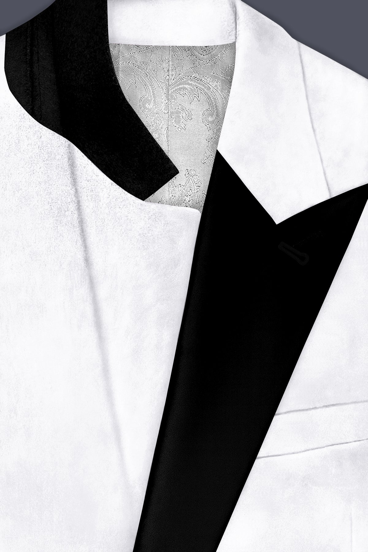 Alabaster-Bright White Velvet Peak Lapel Tuxedo Blazer