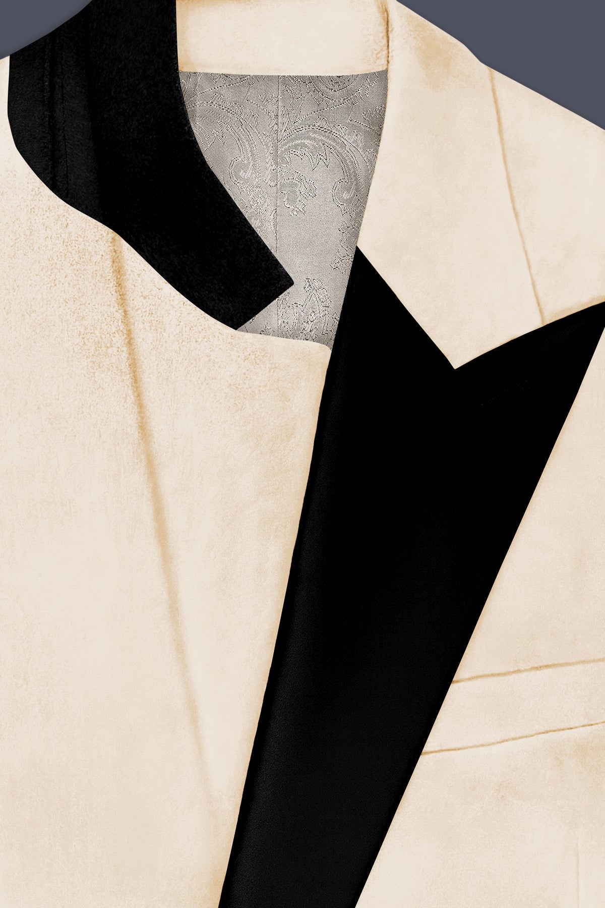 Opaline-Off White Velvet Peak Lapel Tuxedo Blazer