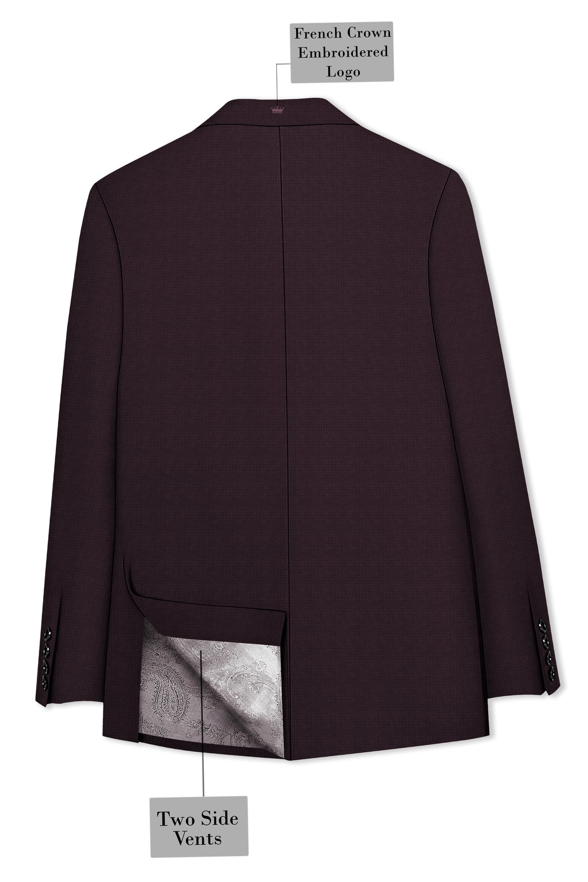 Velaris-Thunder Purple Diamond Textured Wool Rich Slight Stretch Single Breasted Blazer